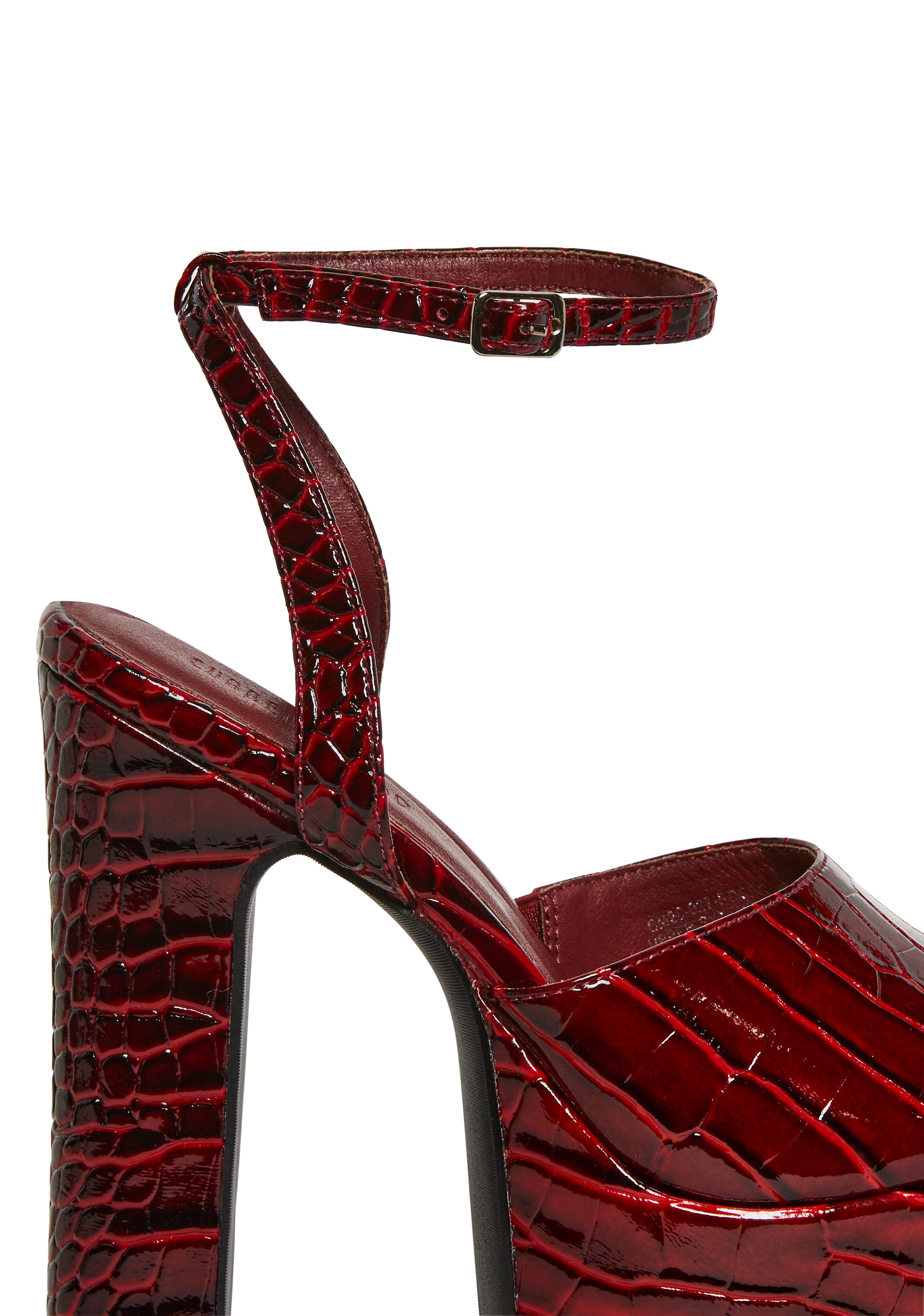 Alternative view of Devour Croc Platform Heels - Red