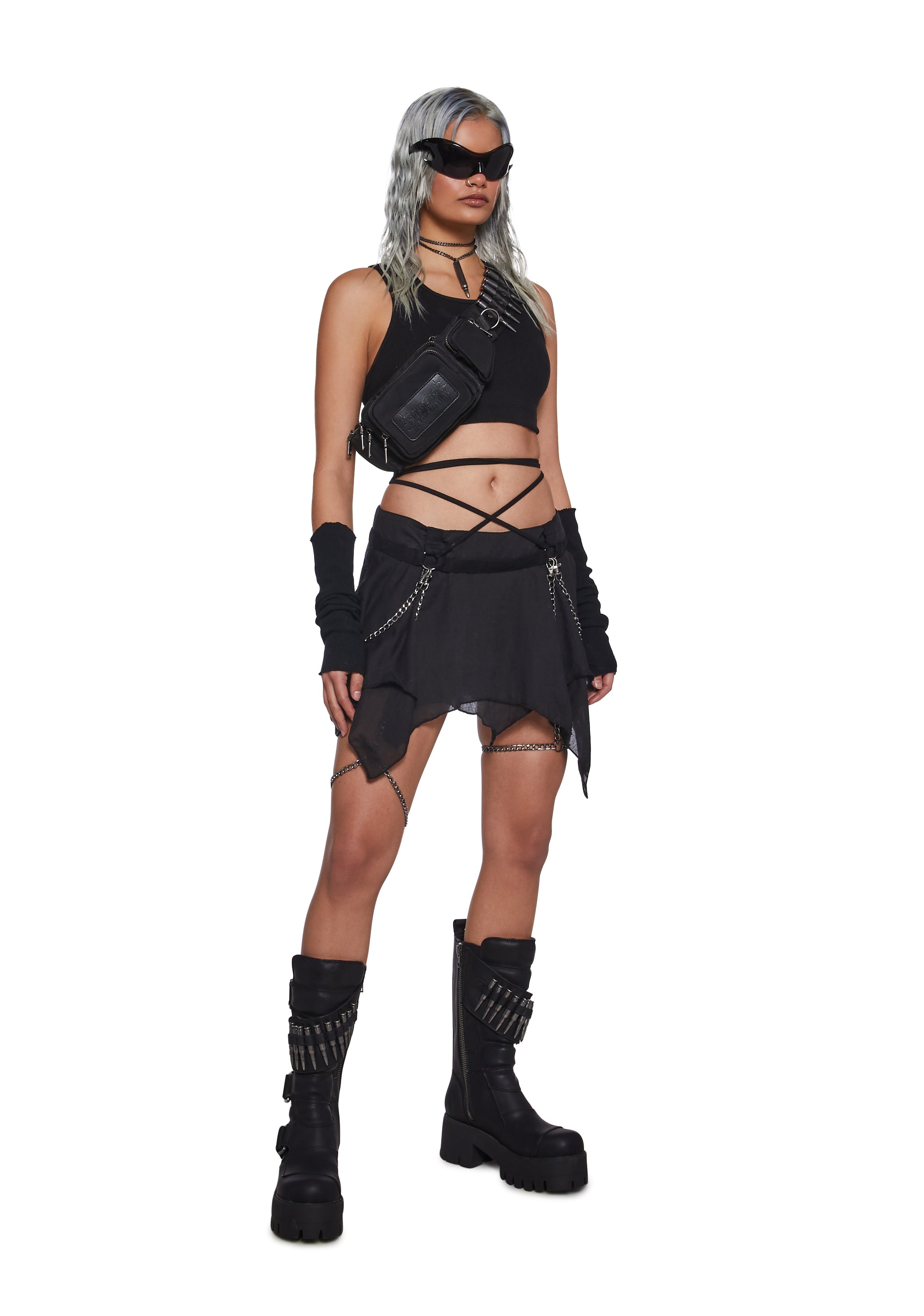 Alternative view of Warp Mini Skirt With Leg Chains