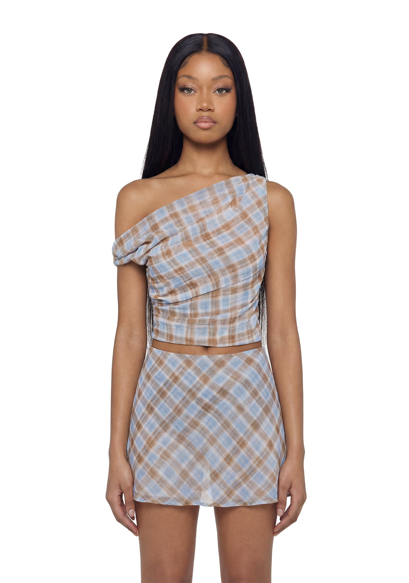 Sussex Plaid Off The Shoulder Set