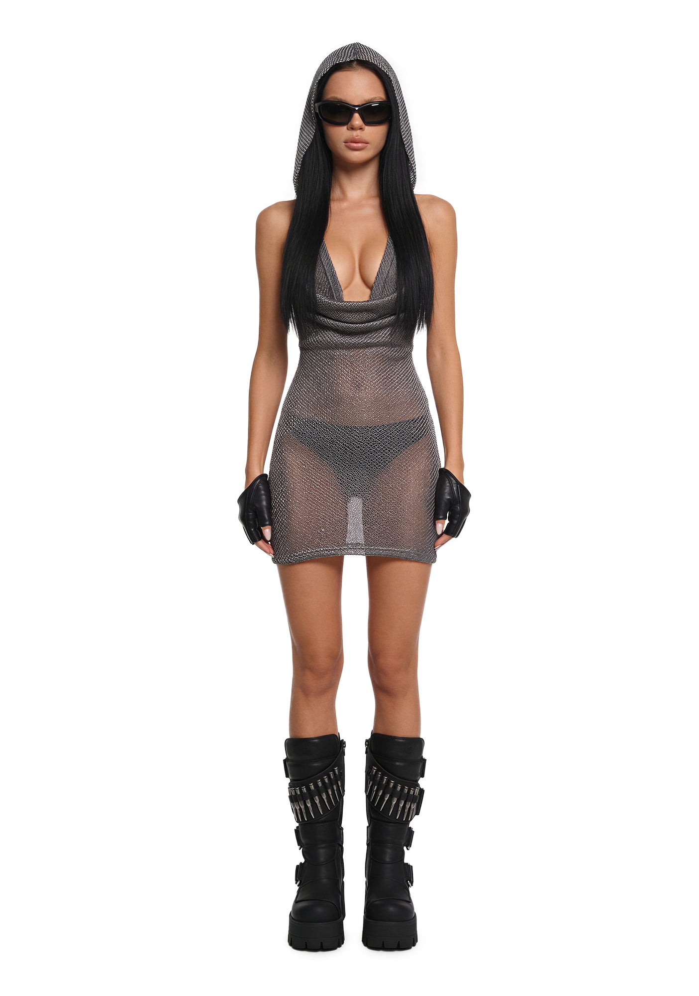 Alternative view of Analog Hooded Cowl Neck Dress