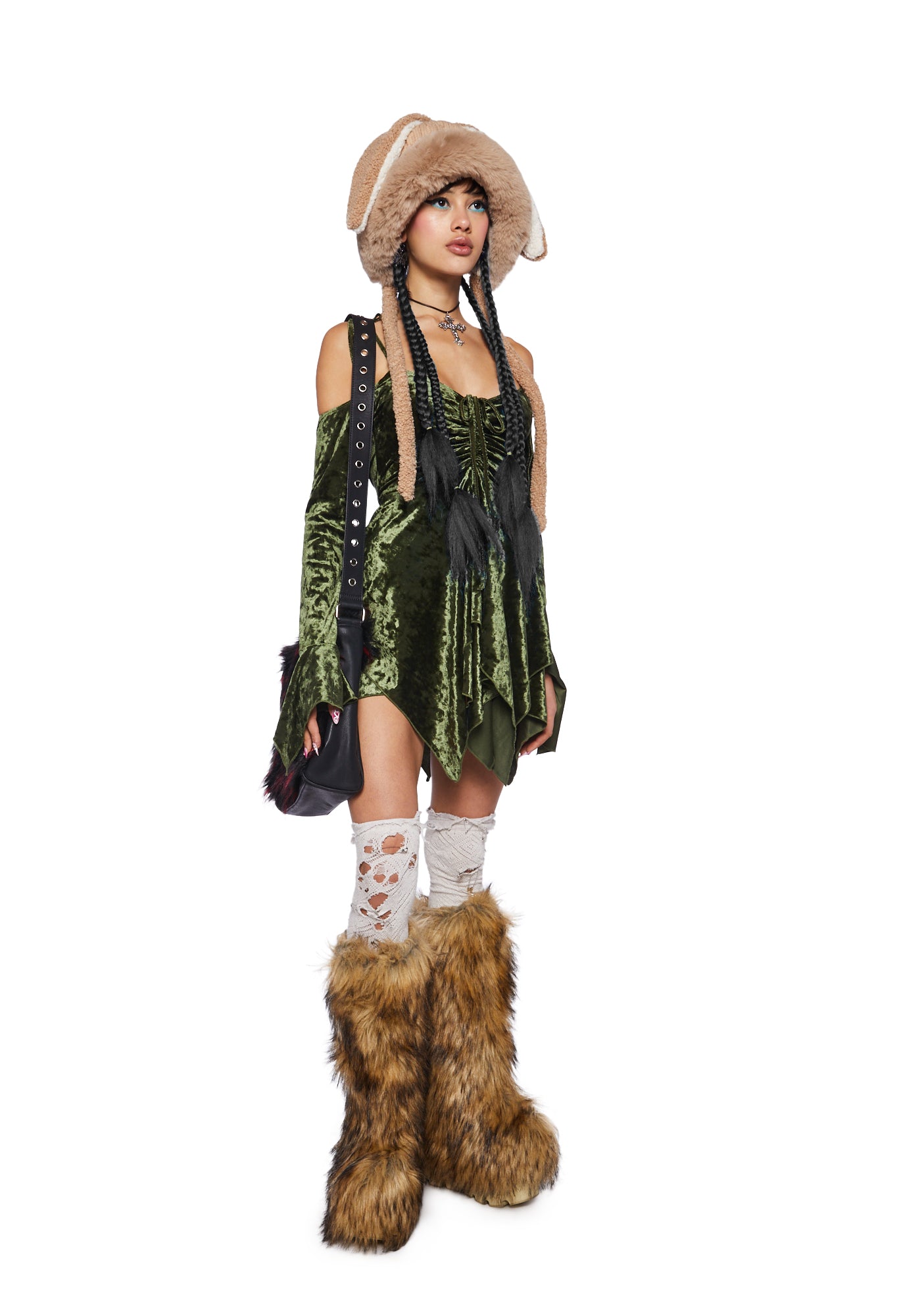 Alternative view of F Is For Fairies Handkerchief Dress - Olive Velvet
