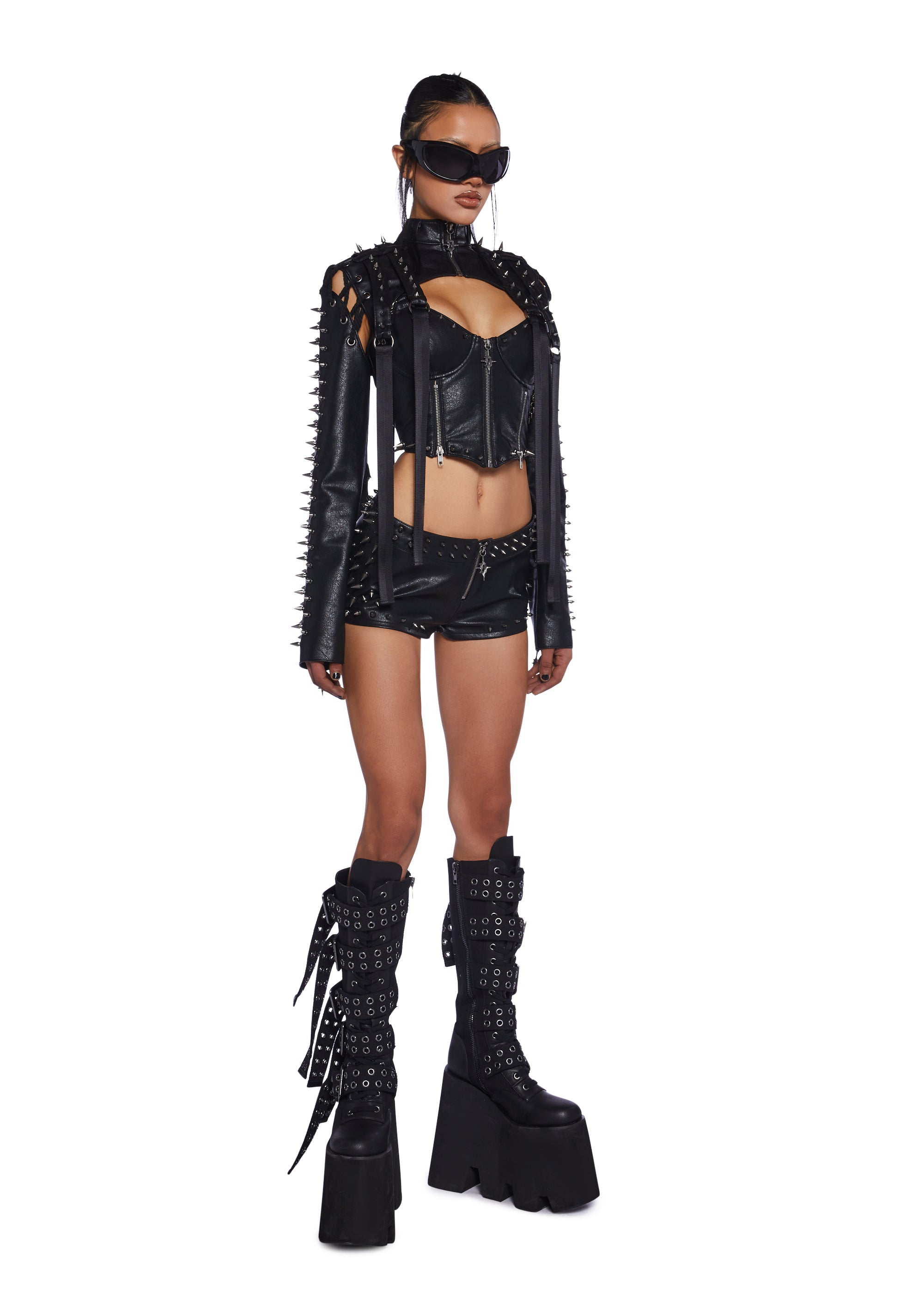 Alternative view of Downbeat Spiked Micro Shorts