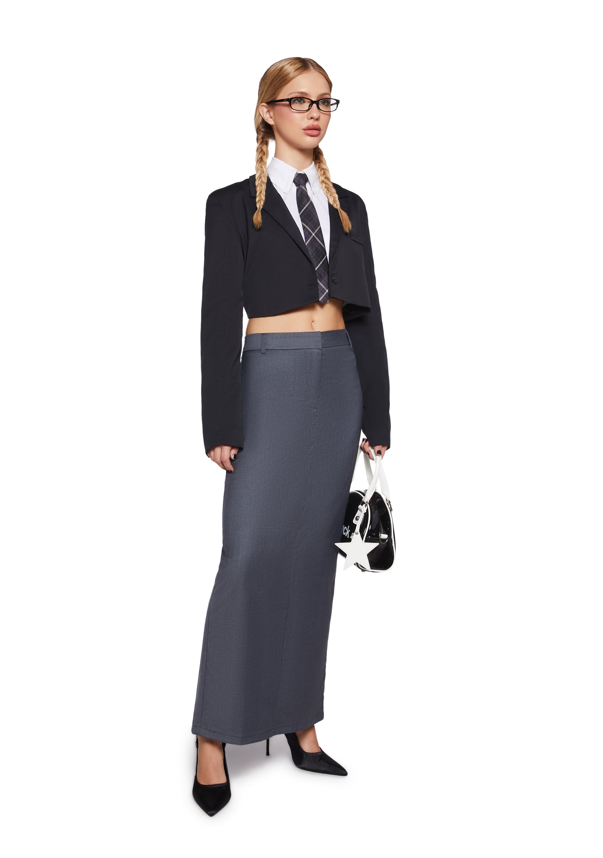 Alternative view of Executive Suite Maxi Skirt - Gray