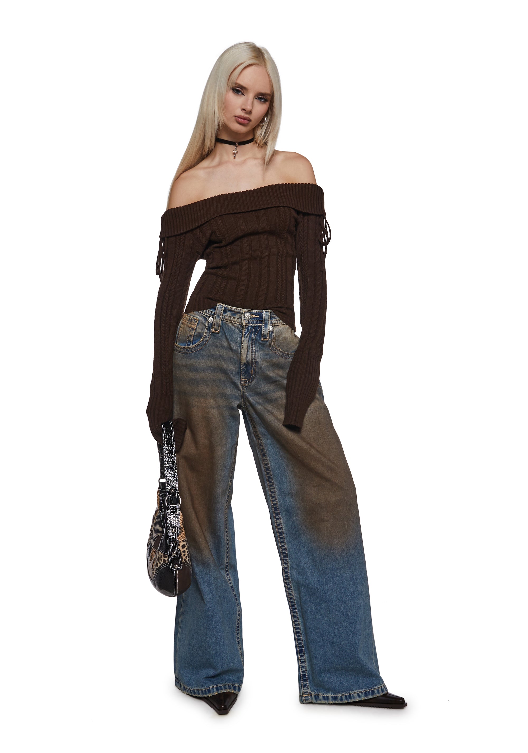 Alternative view of Deep Thoughts Long Sleeve Top - Brown