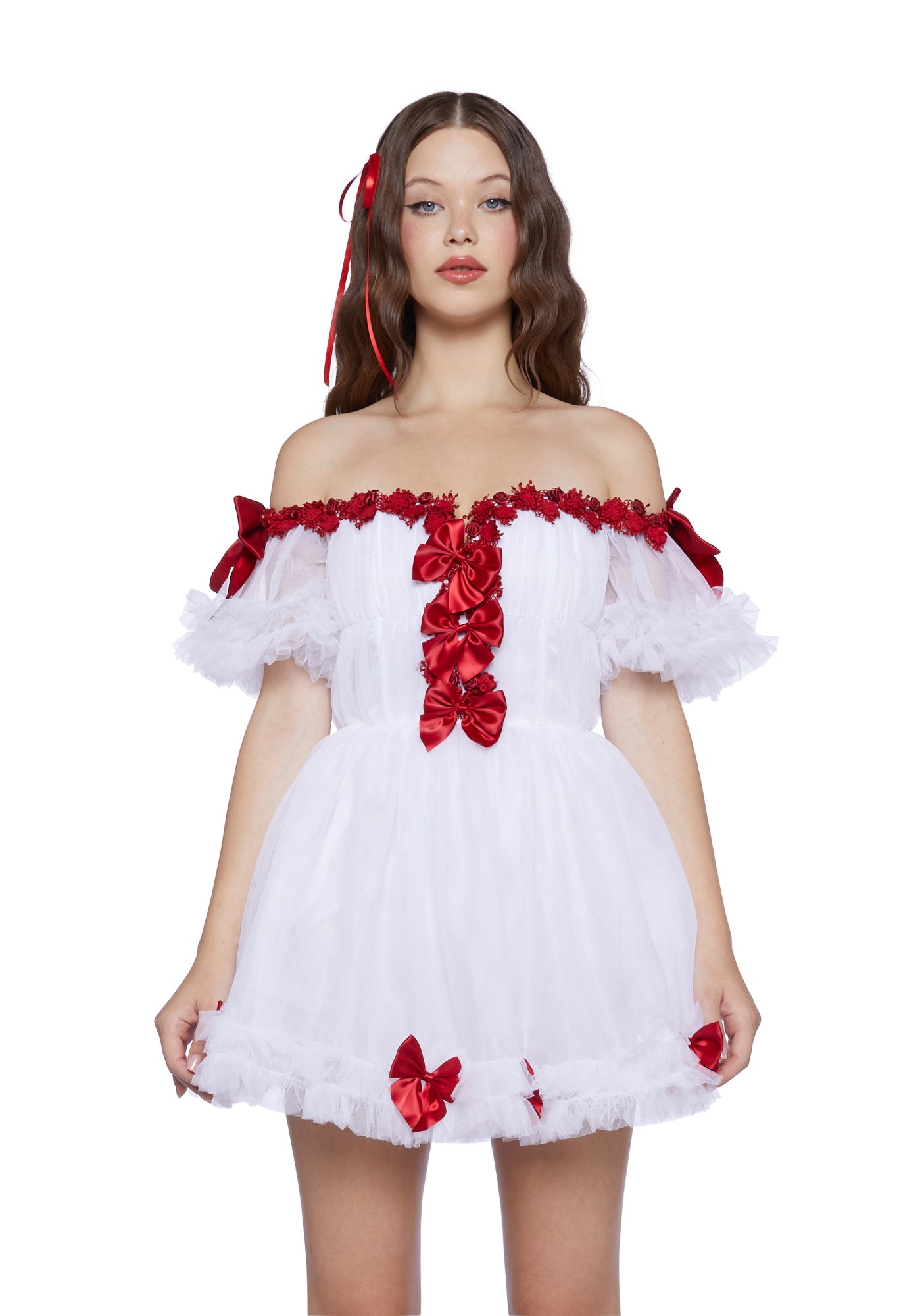 Winter Rose Mini Dress - White