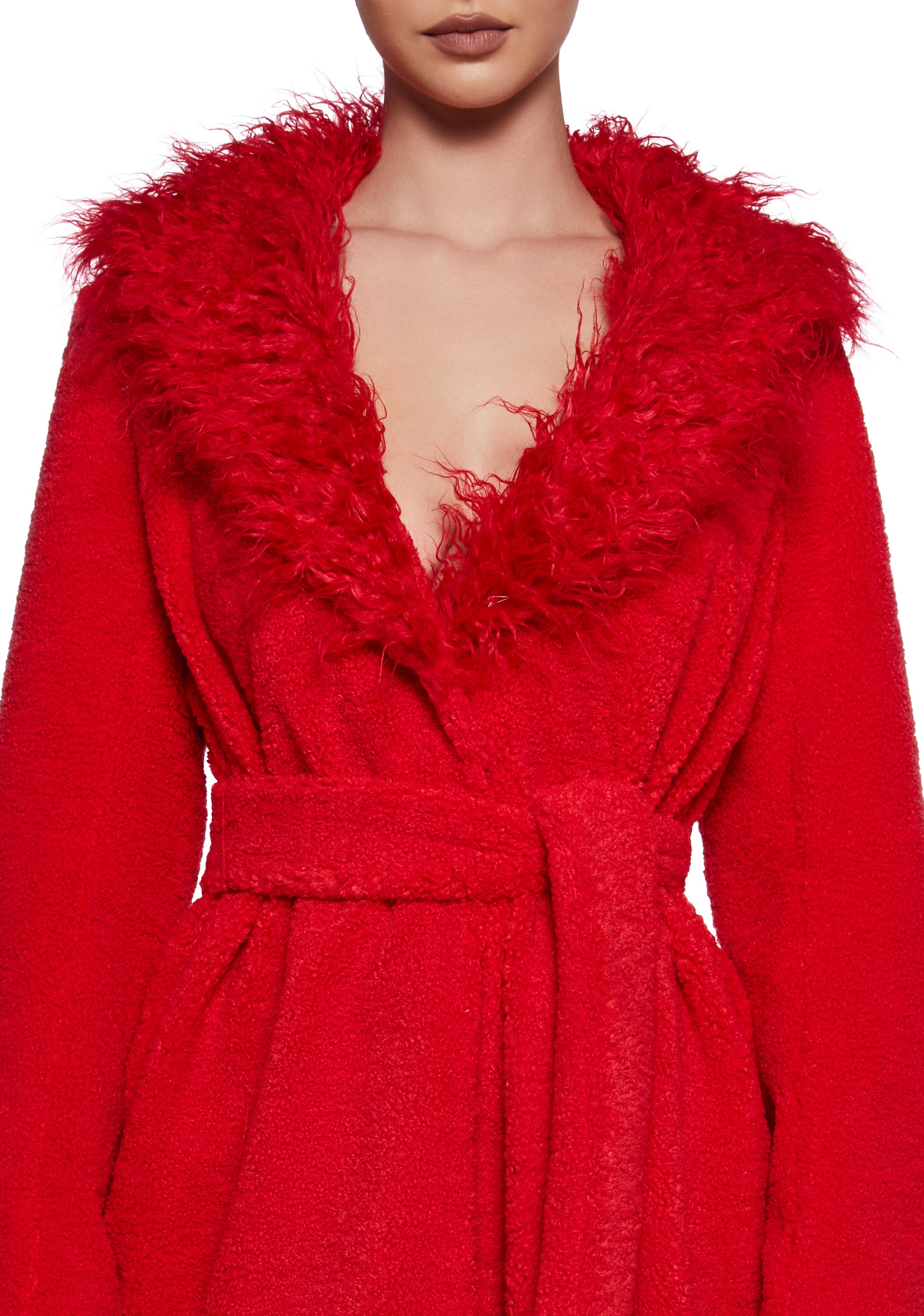 Alternative view of Winter Hearts Faux Fur Coat - Red
