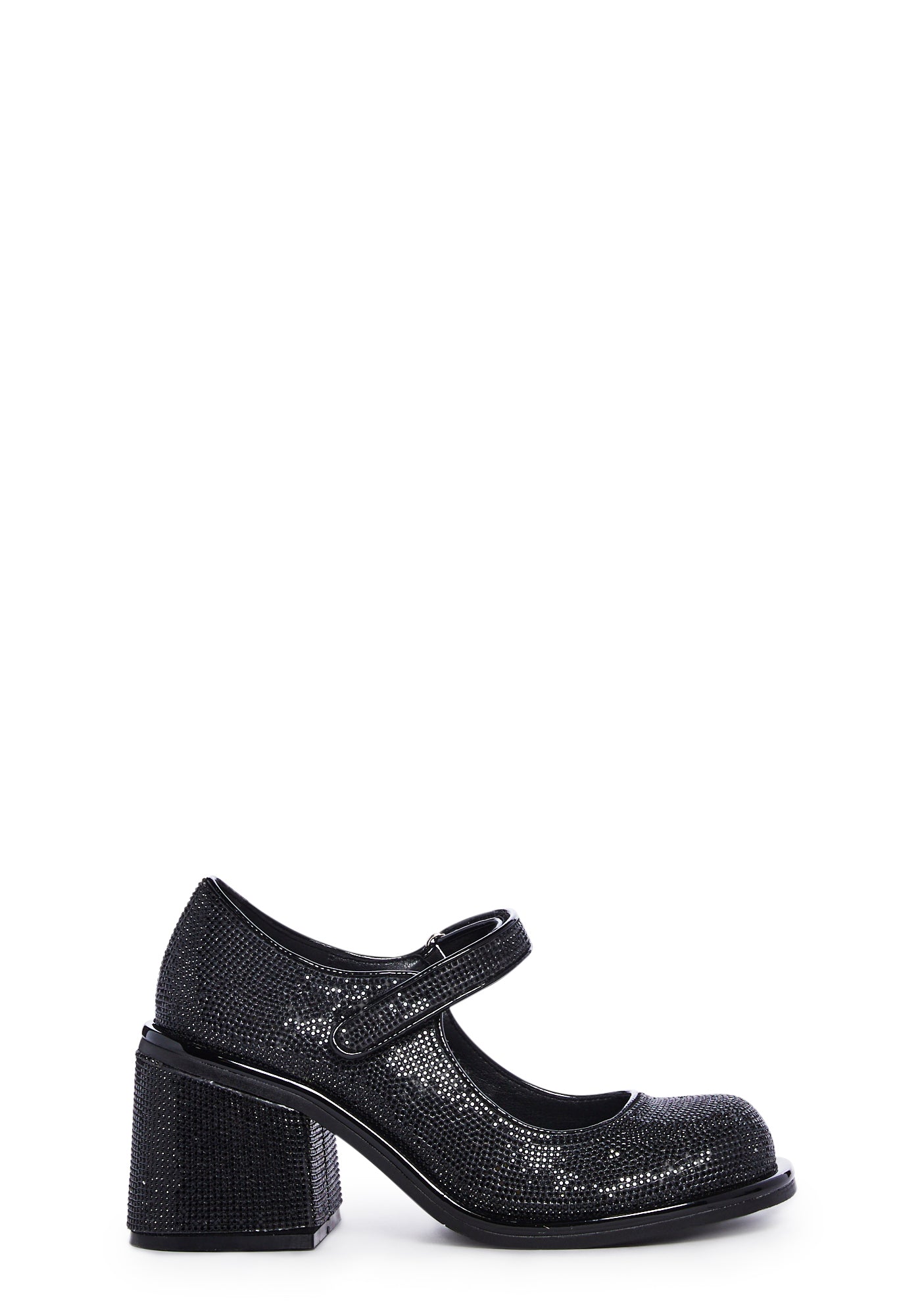 Desire Me Rhinestone Mary Janes - Black