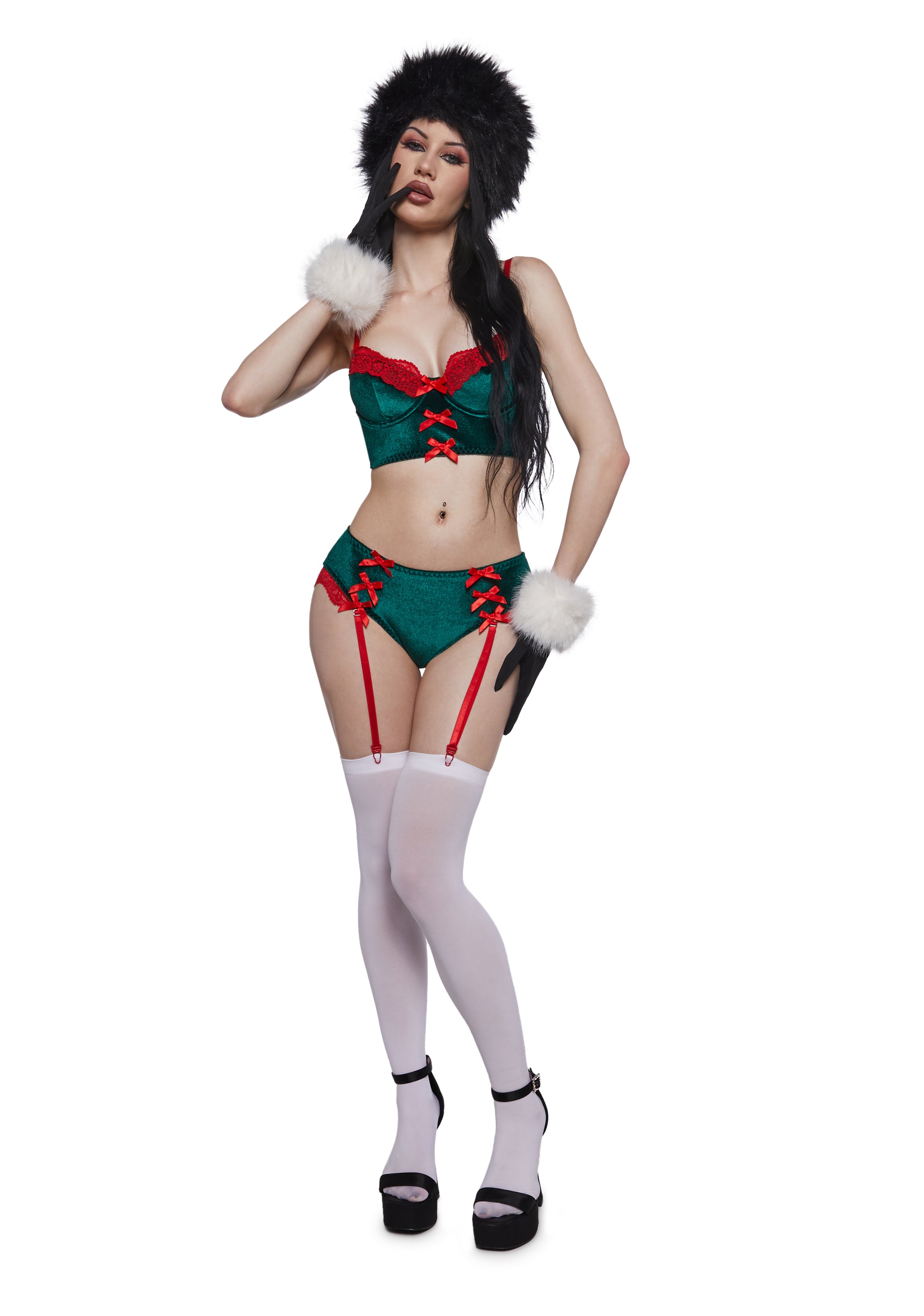 Alternative view of True Romance Lingerie Set - Green