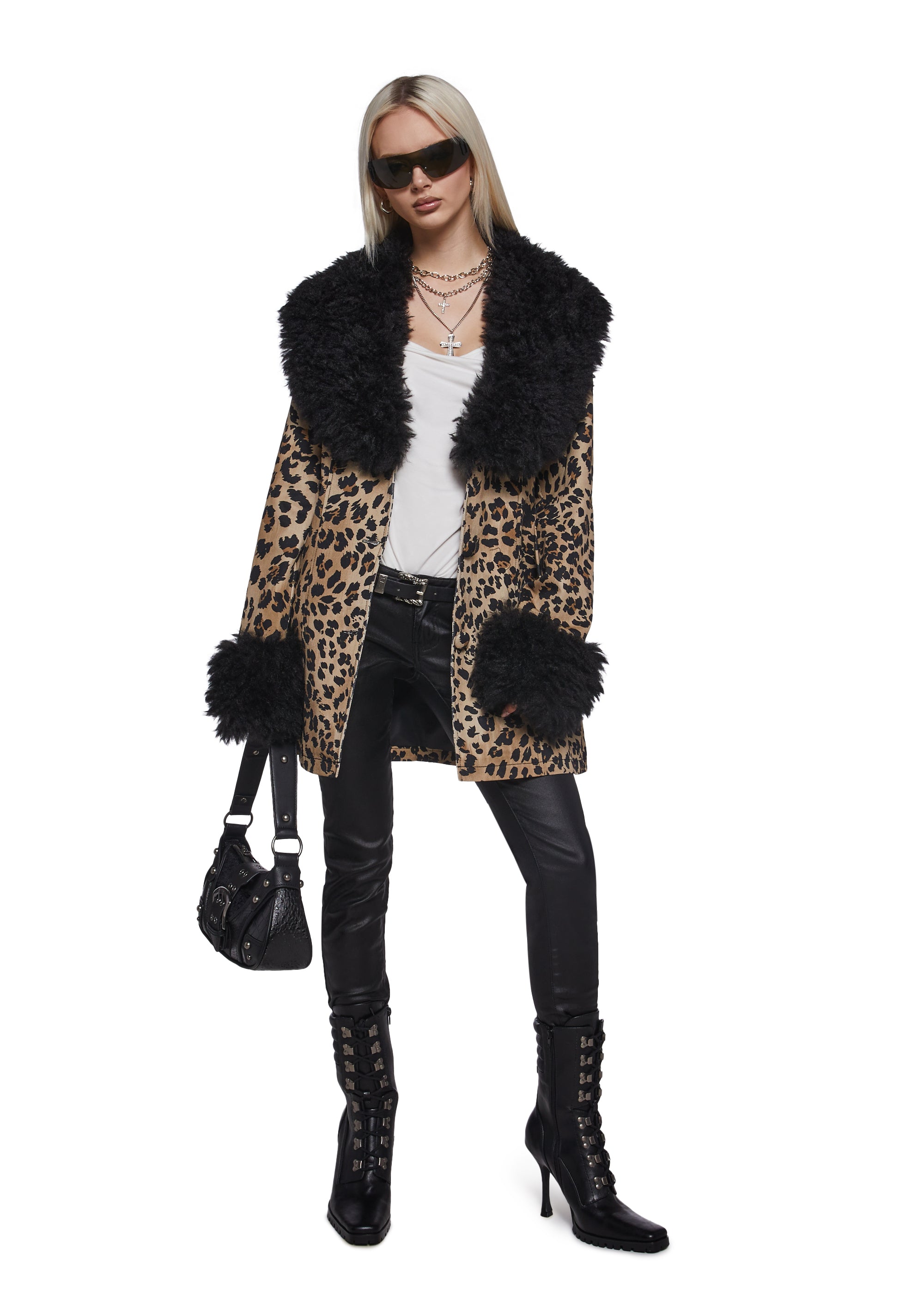 Alternative view of Champagne Showers Leopard Coat