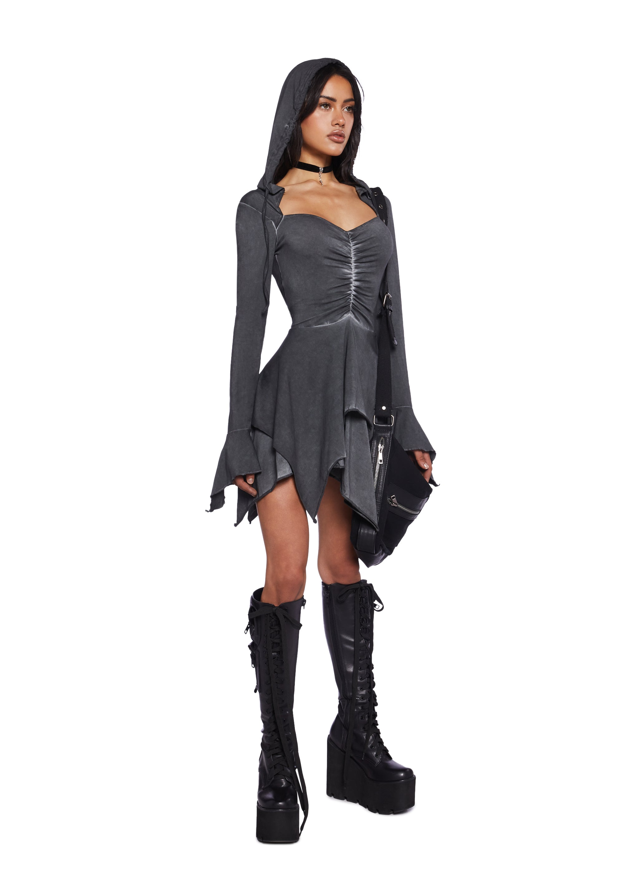 Alternative view of F Is For Fairies® Hooded Mini Dress - Gray