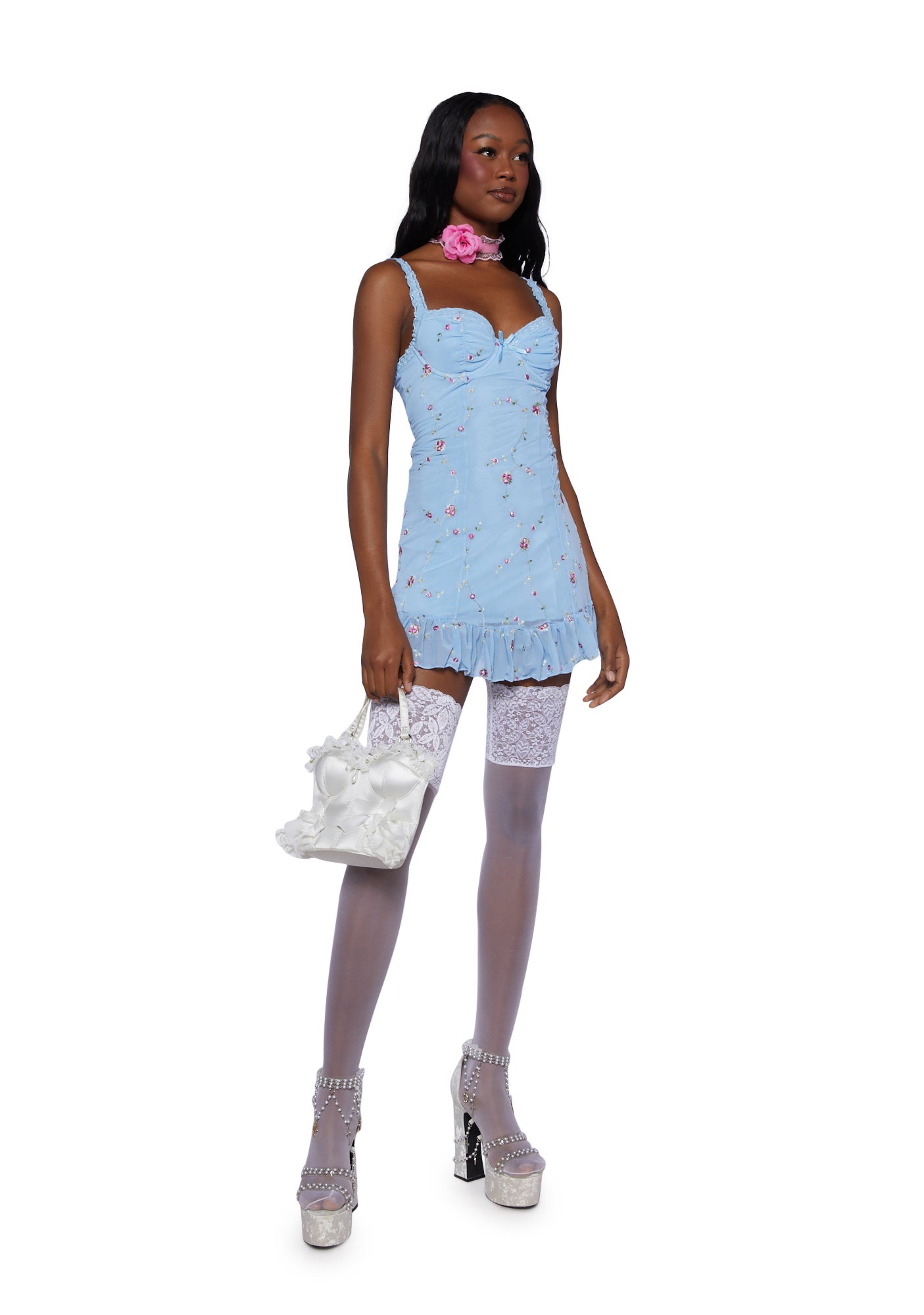Alternative view of I'm Baby Mini Slip Dress - Light Blue