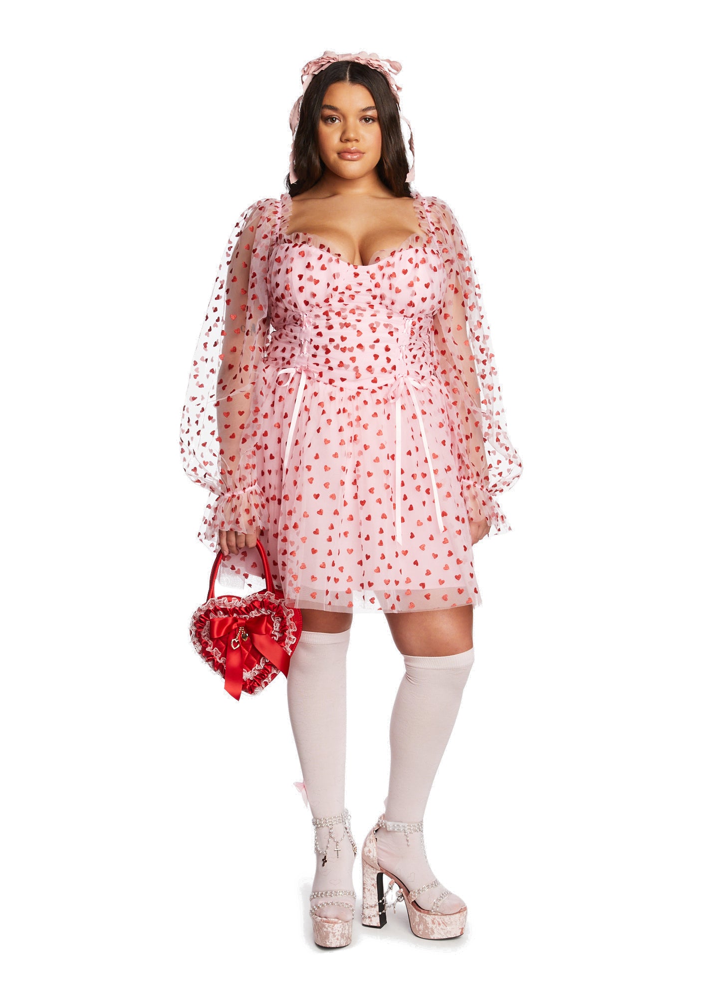 Alternative view of Plus Heavenly Affair Babydoll Dress-Pink