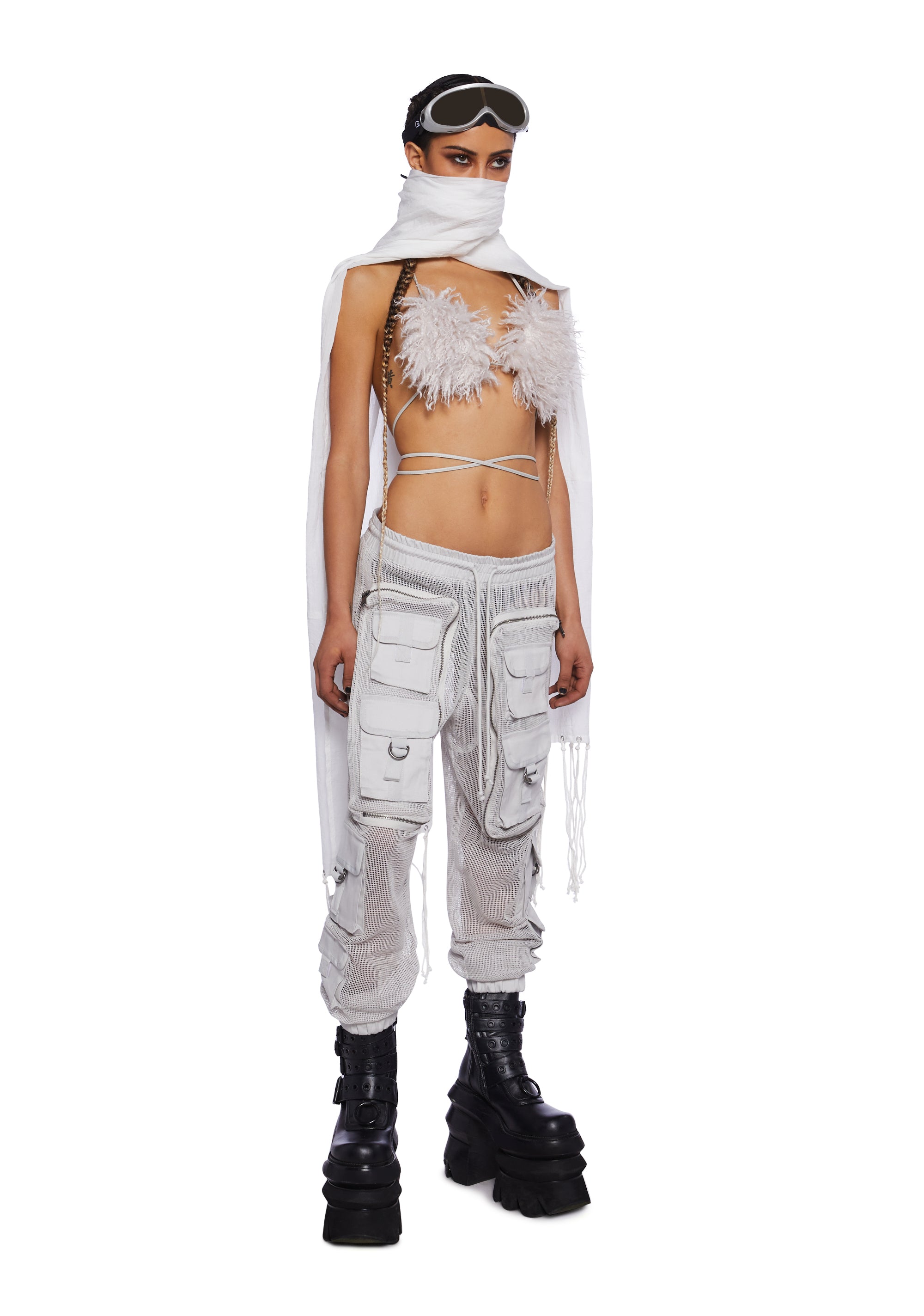 Alternative view of Complex Nights Fishnet Cargo Pants - Gray