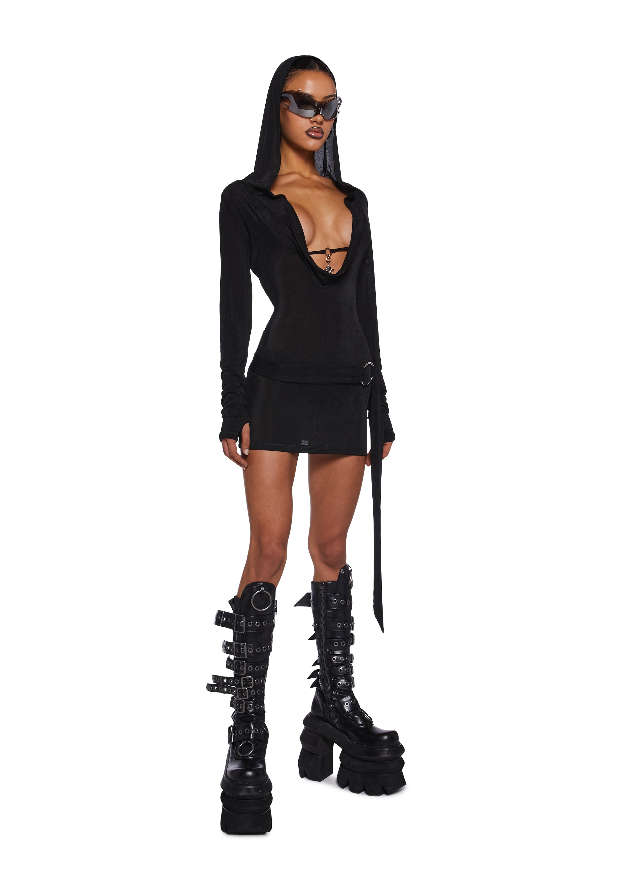 Alternative view of Diatonic Cut Out Hooded Dress