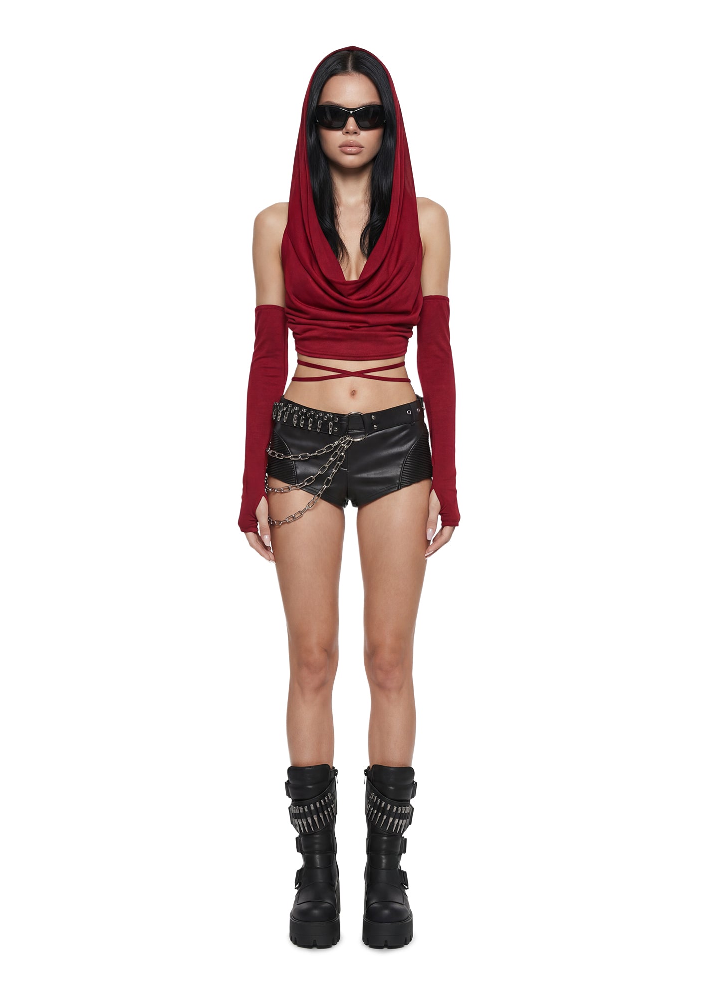Alternative view of Woman In Red Hooded Top