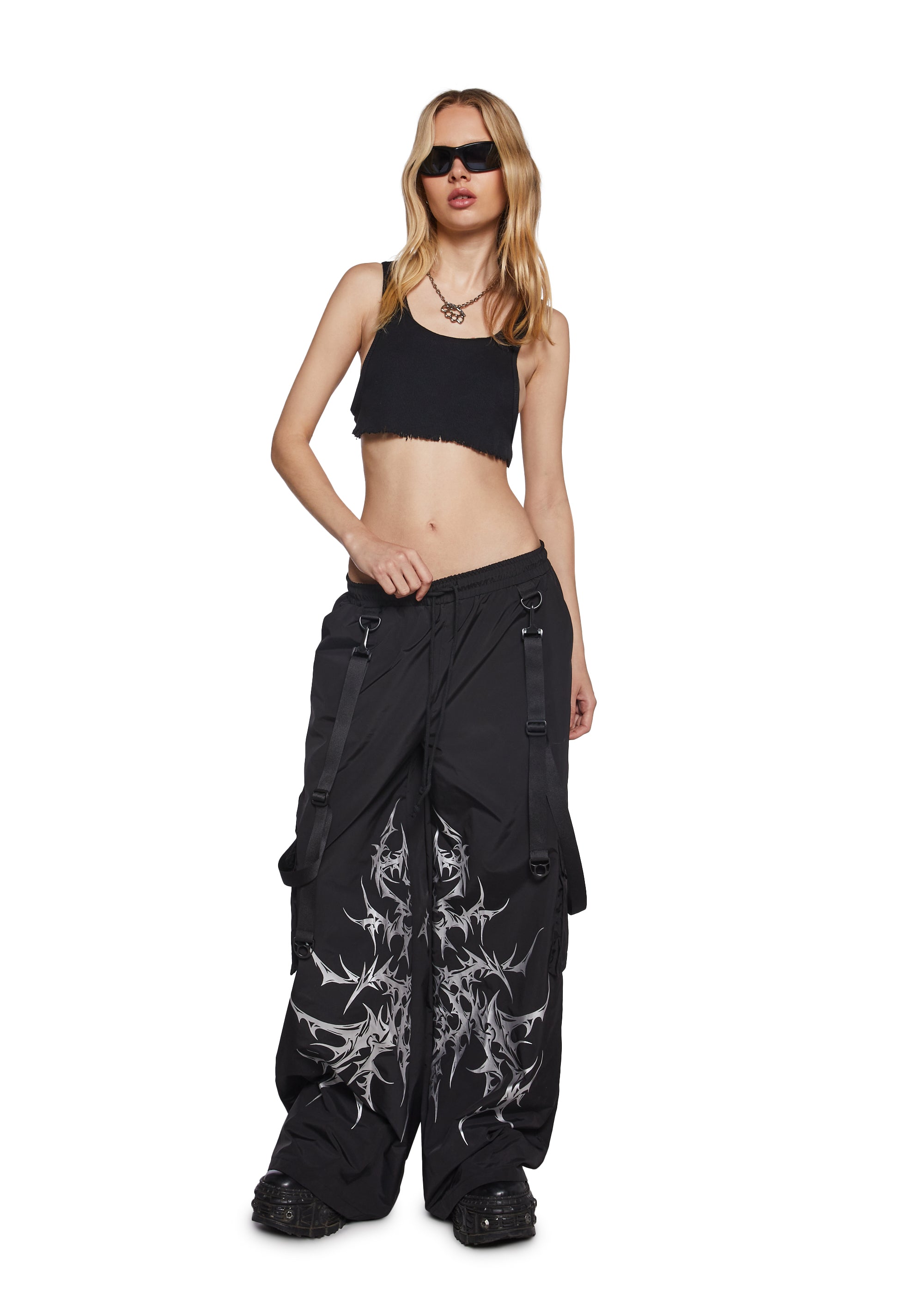 Alternative view of Cyber Noir Wide Leg Cargo Pants