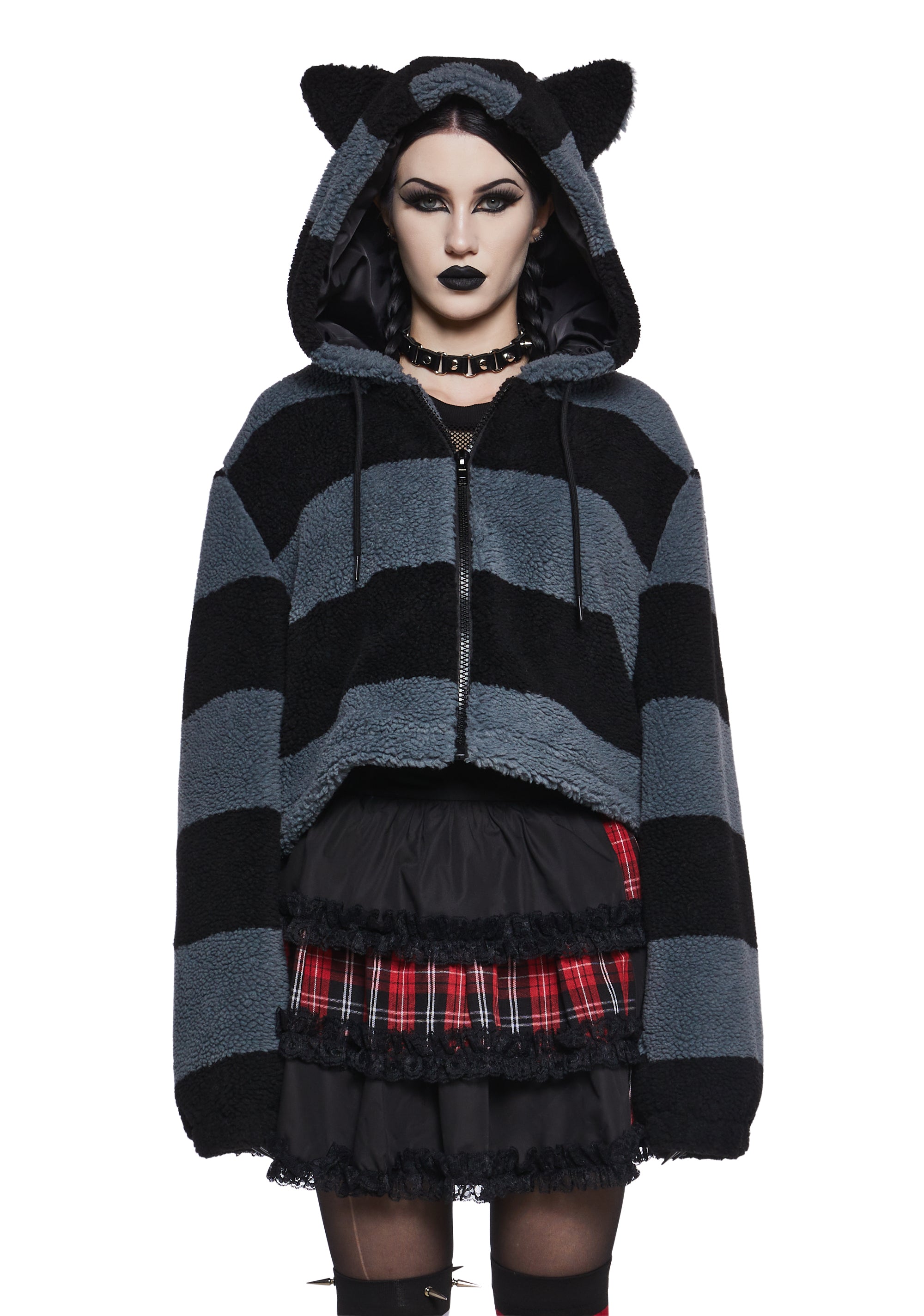 Black Cat Energy Hooded Sherpa Jacket
