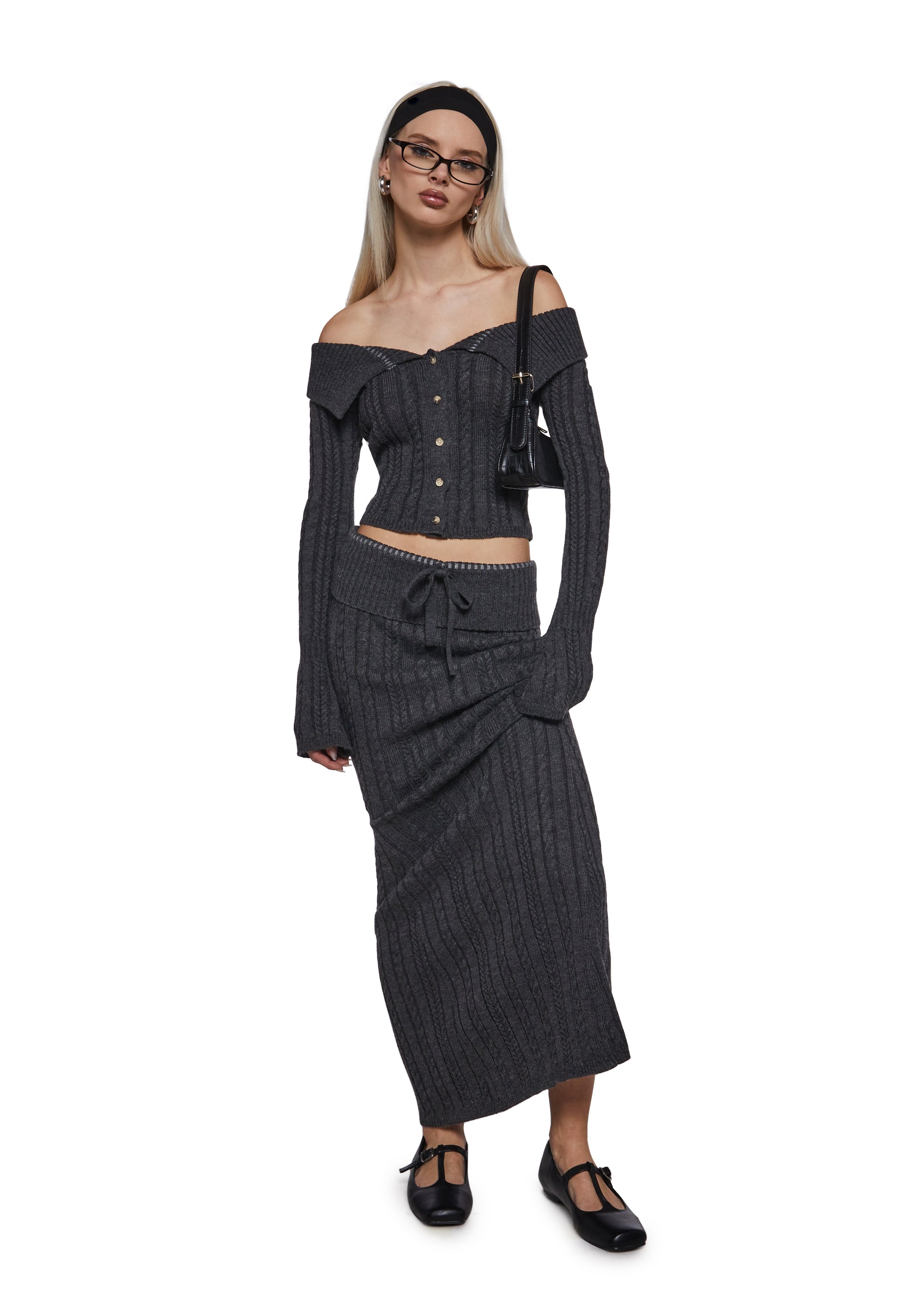 Alternative view of Deep Thoughts Cable Knit Maxi Skirt