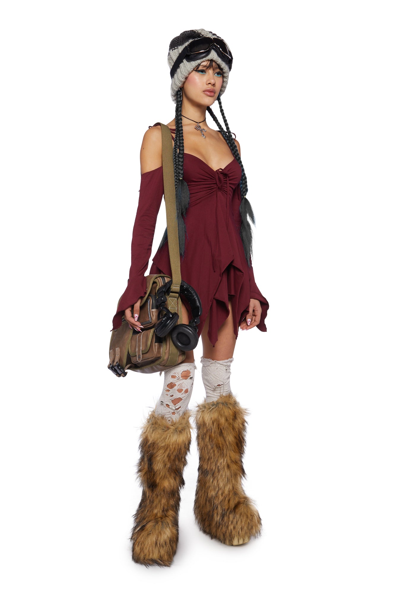 Alternative view of F Is For Fairies Handkerchief Dress - Burgundy