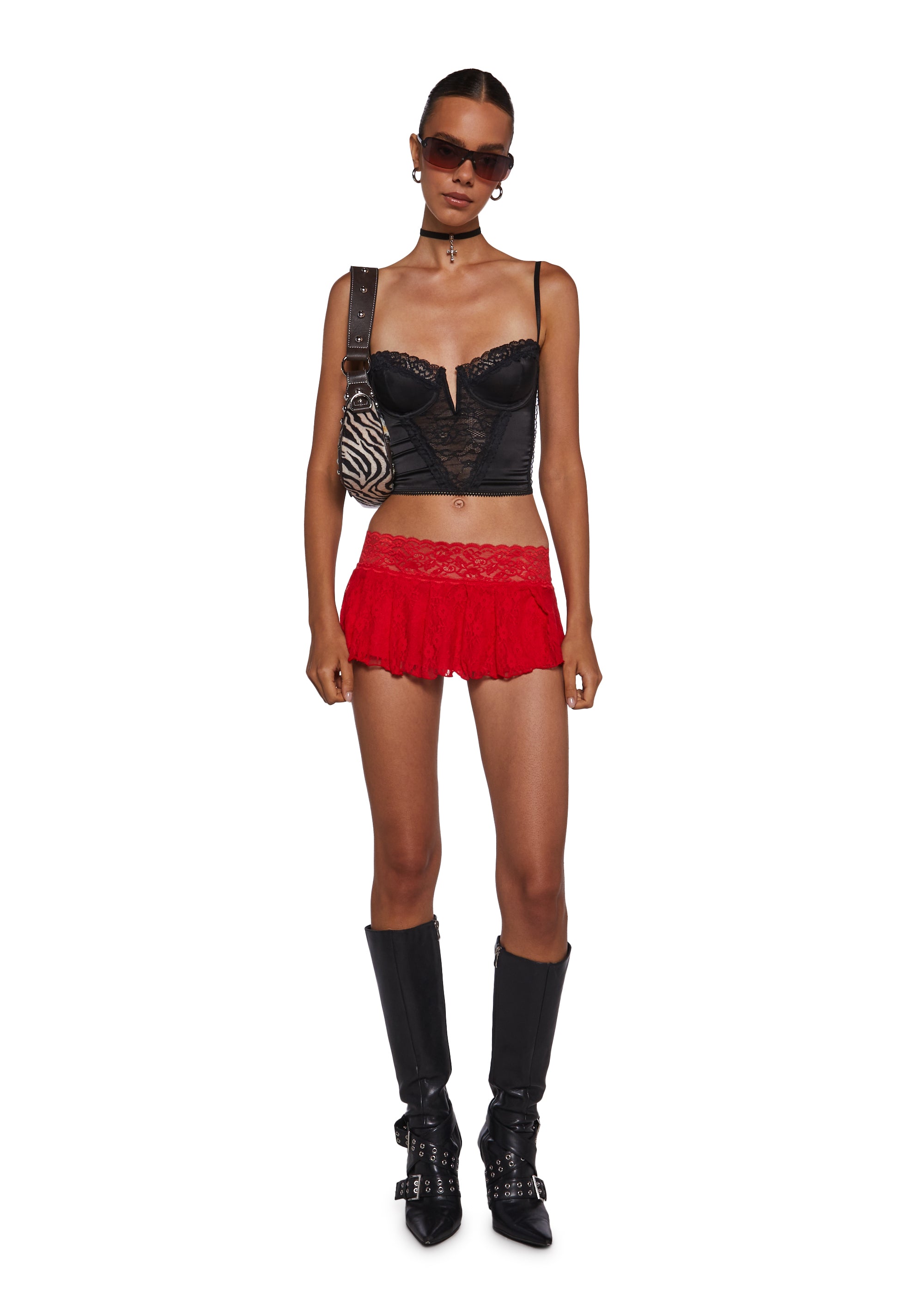 Alternative view of Fierce Flirt Lace Skirt - Red