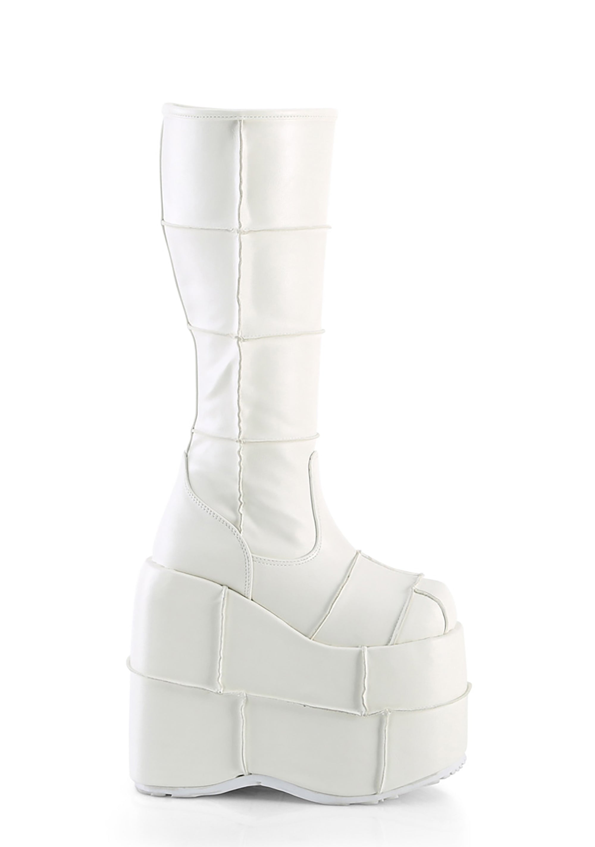 White Stack Platform Boots
