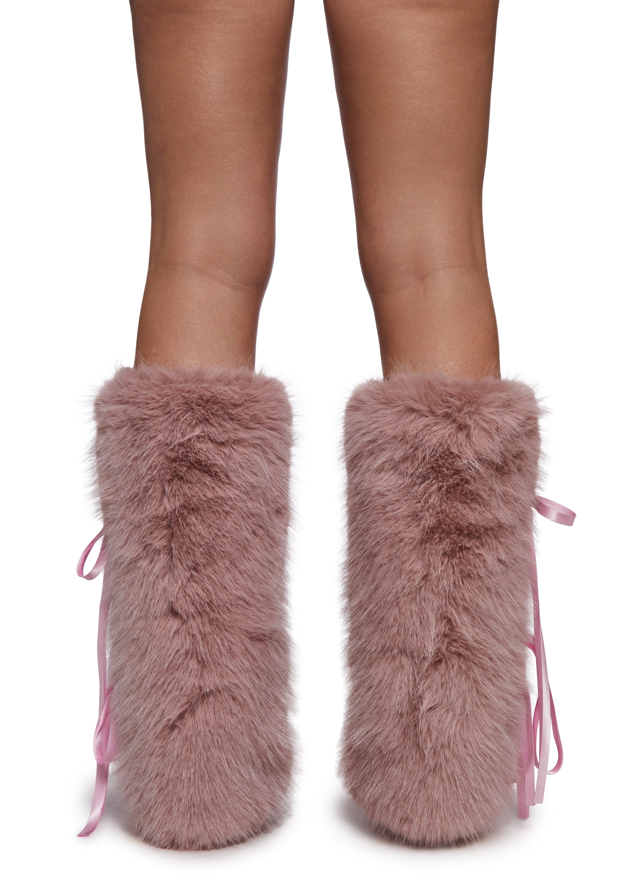 Alternative view of Midnight Muse Bow Faux Fur Warmers - Pink