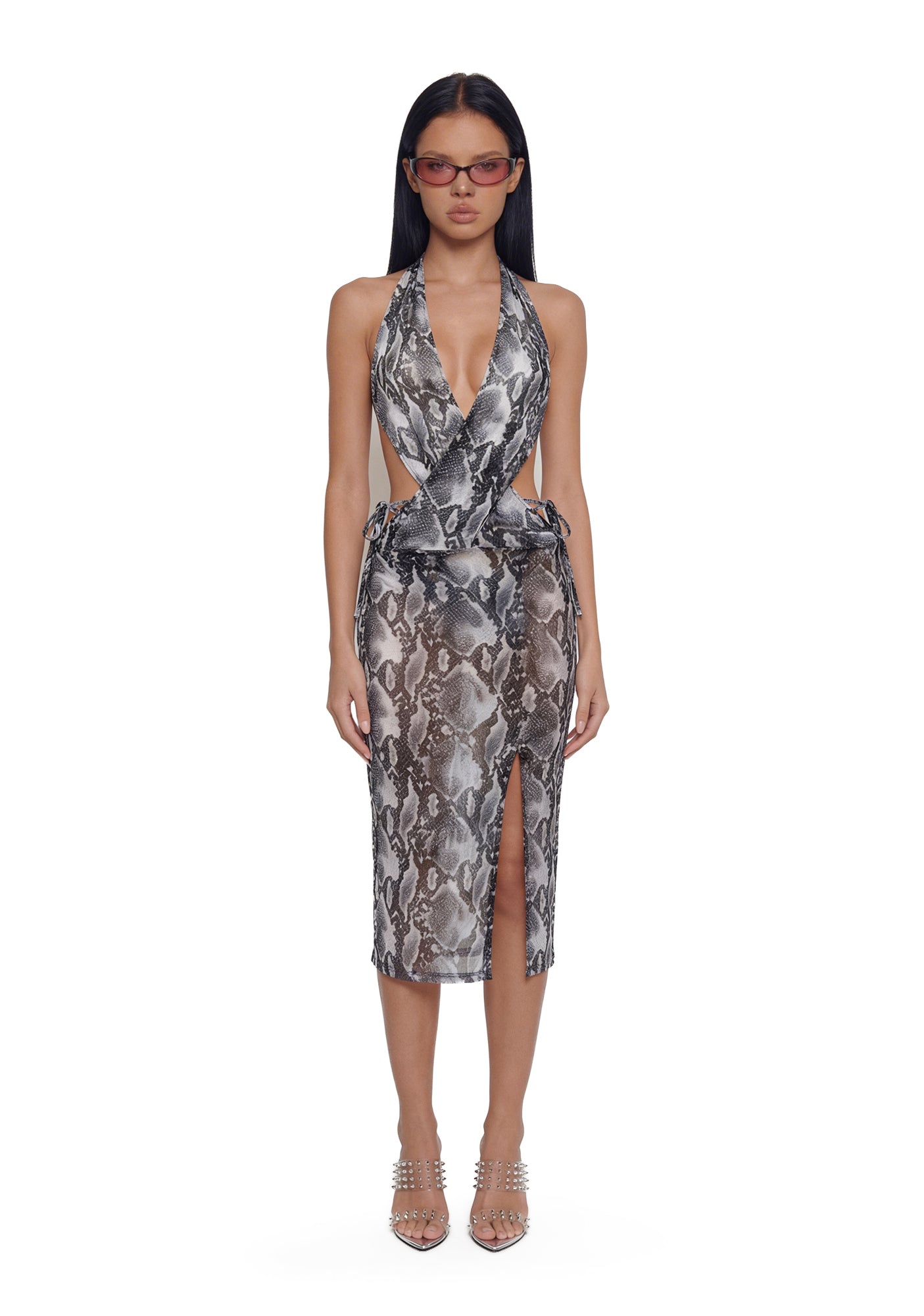 Alternative view of Exotic Isle Coverup Midi Dress -Black/White