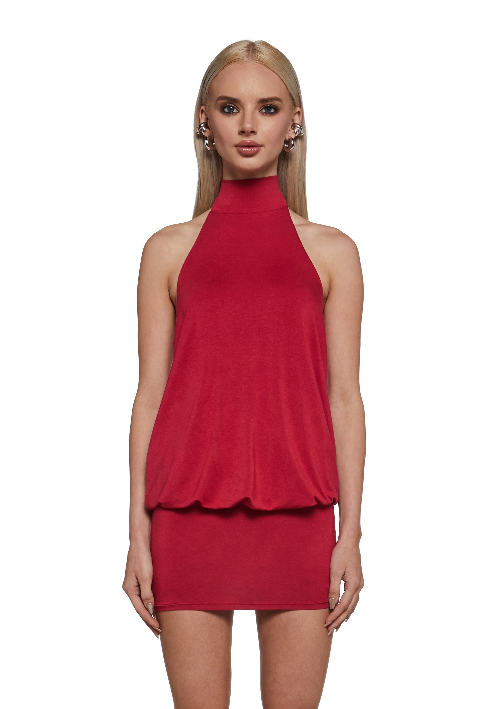 Club Moves Halter Dress -  Red