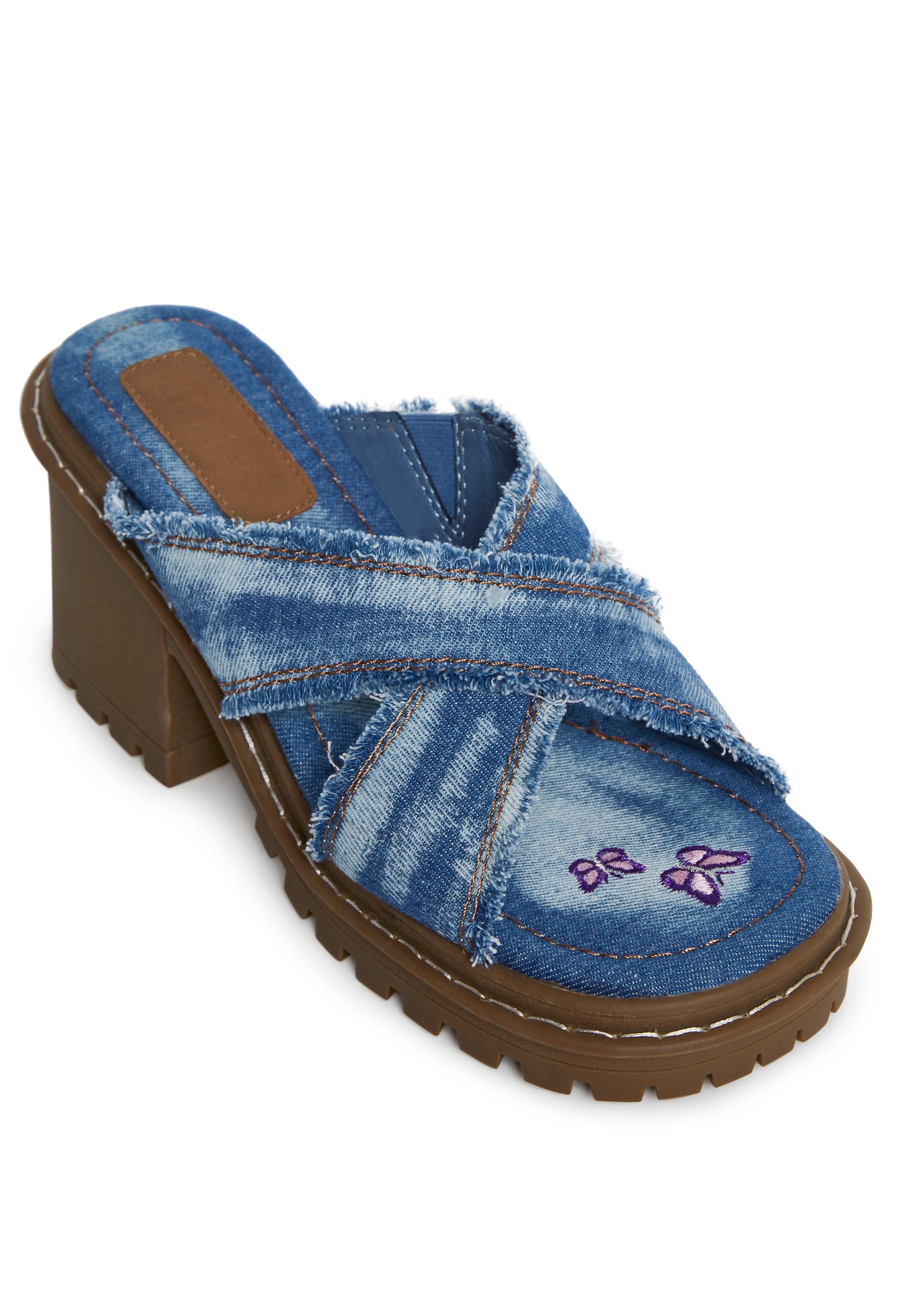 Alternative view of Star Worthy Cross Strap Slides - Denim