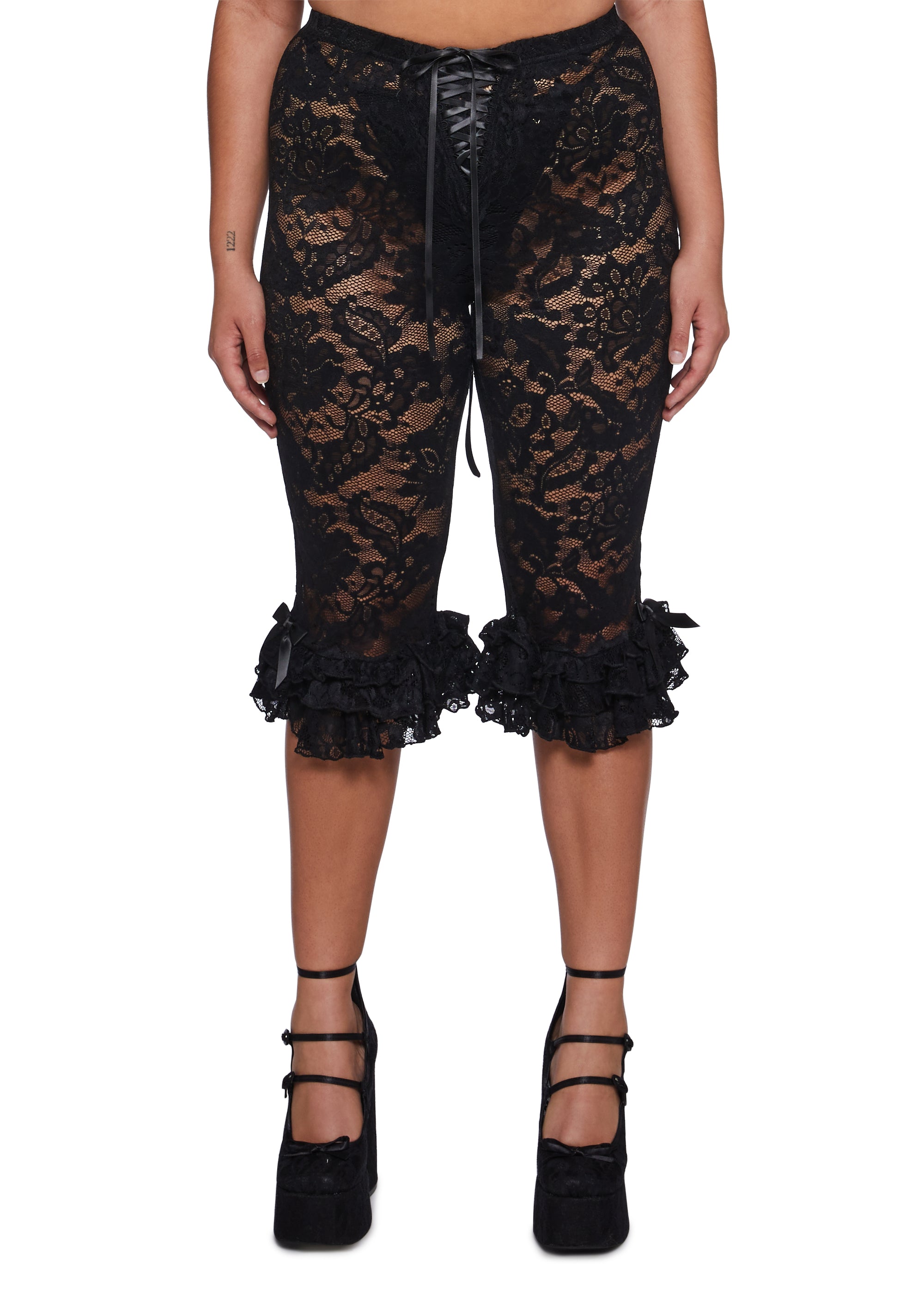 Alternative view of Daring Love Lace Capri Pants - Black