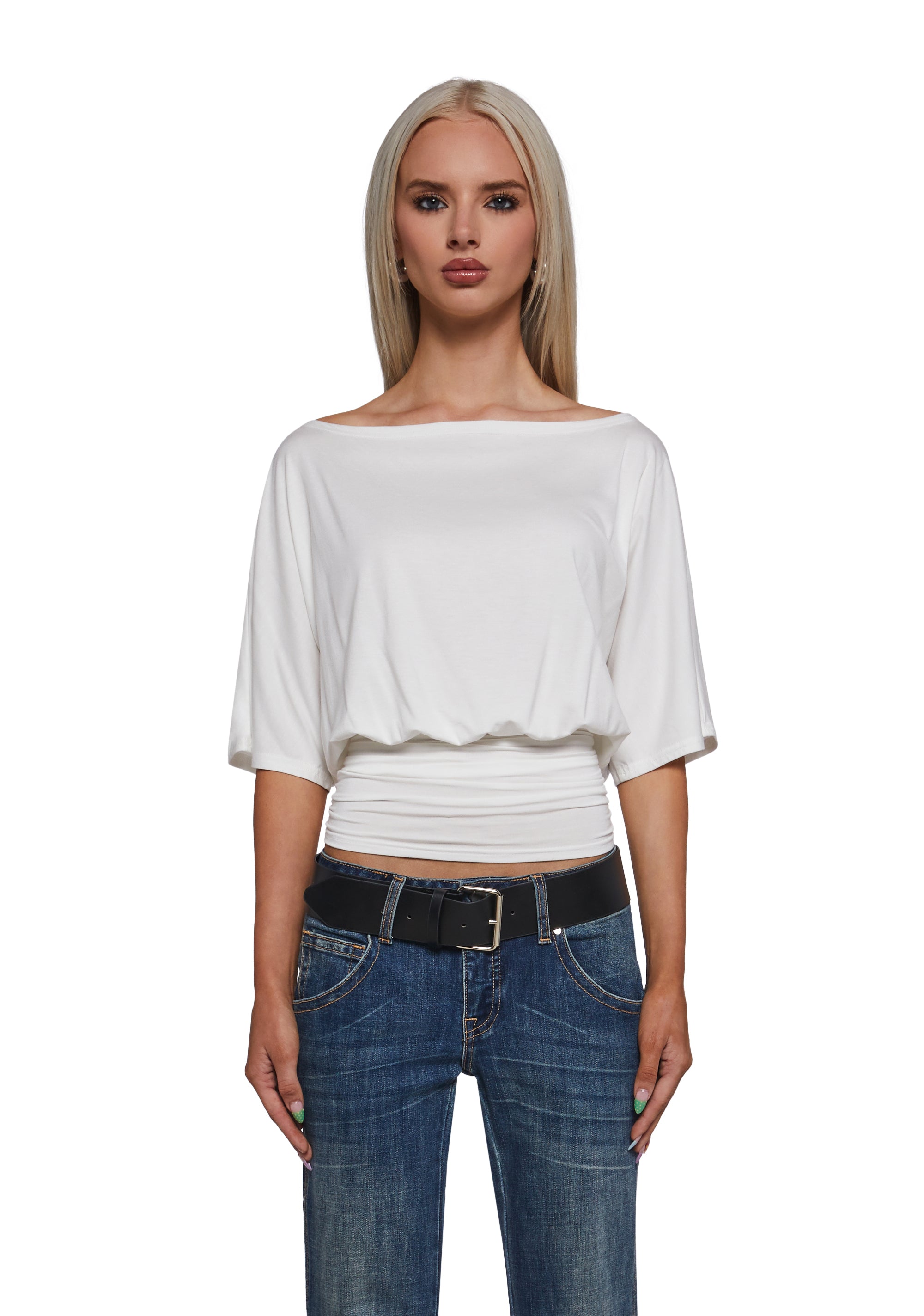 Charm Behavior Wrap Top - White