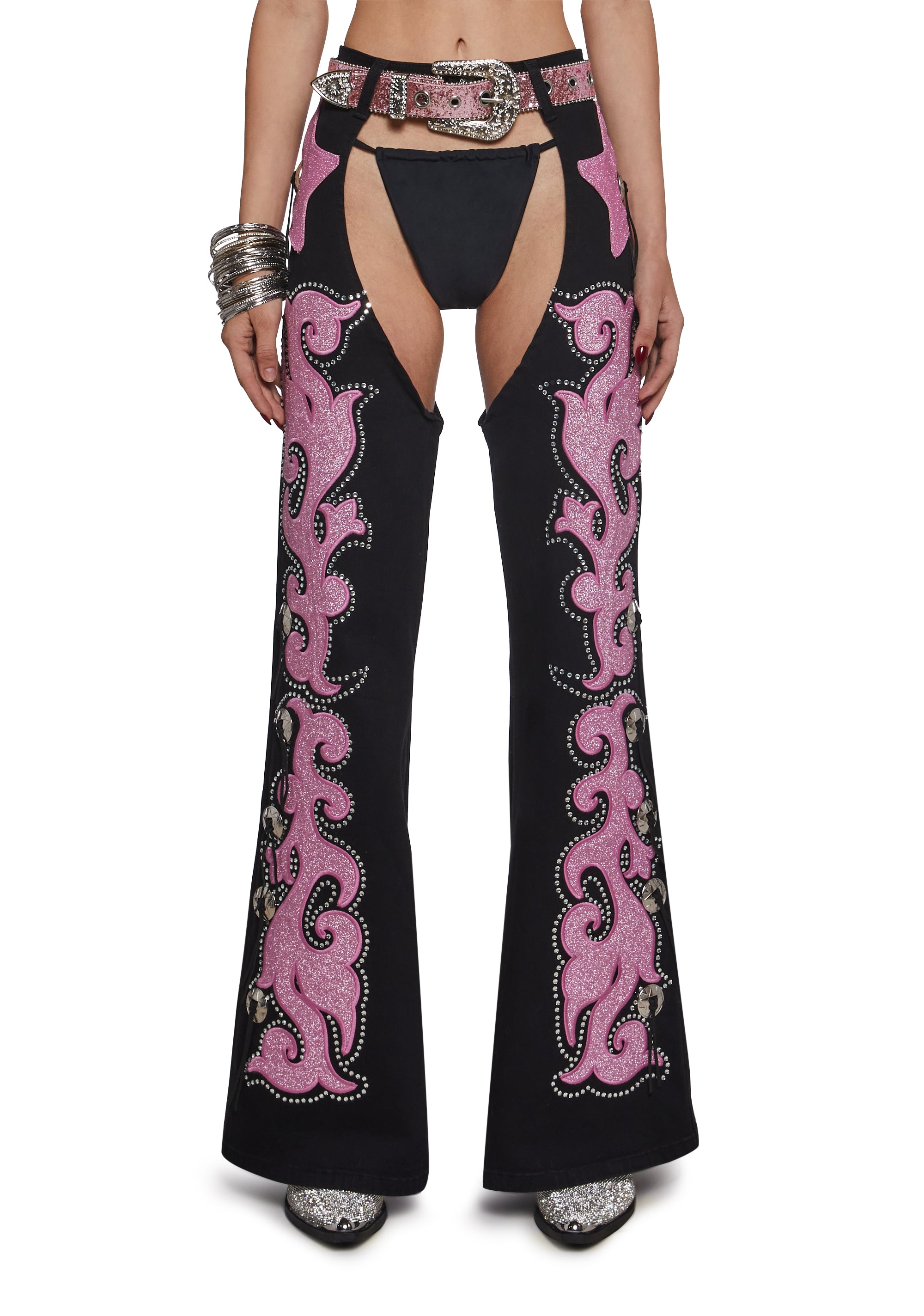 Alternative view of Longing Heart Denim Chaps - Black