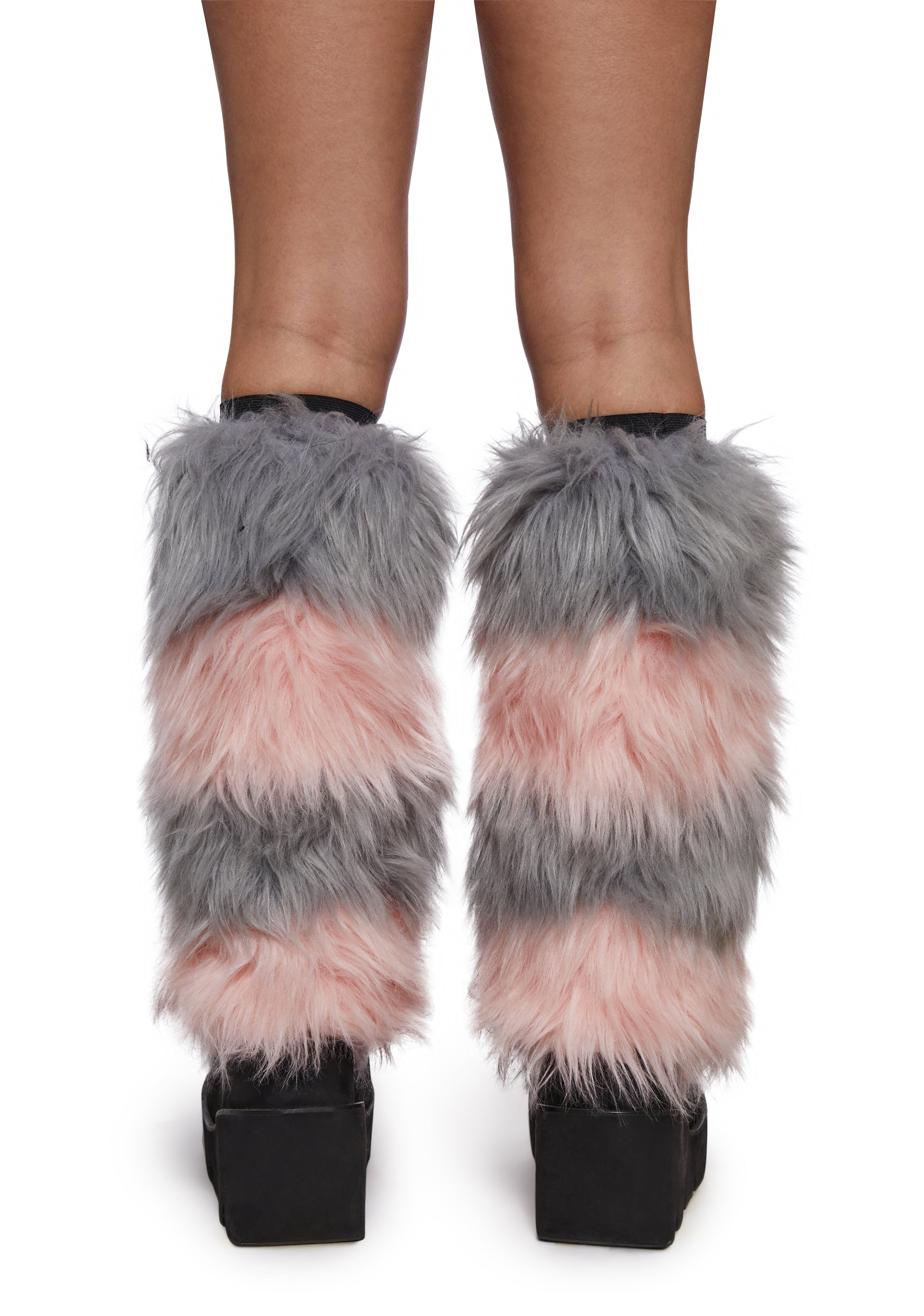 Alternative view of Your Digits Striped Fur Leg Warmers