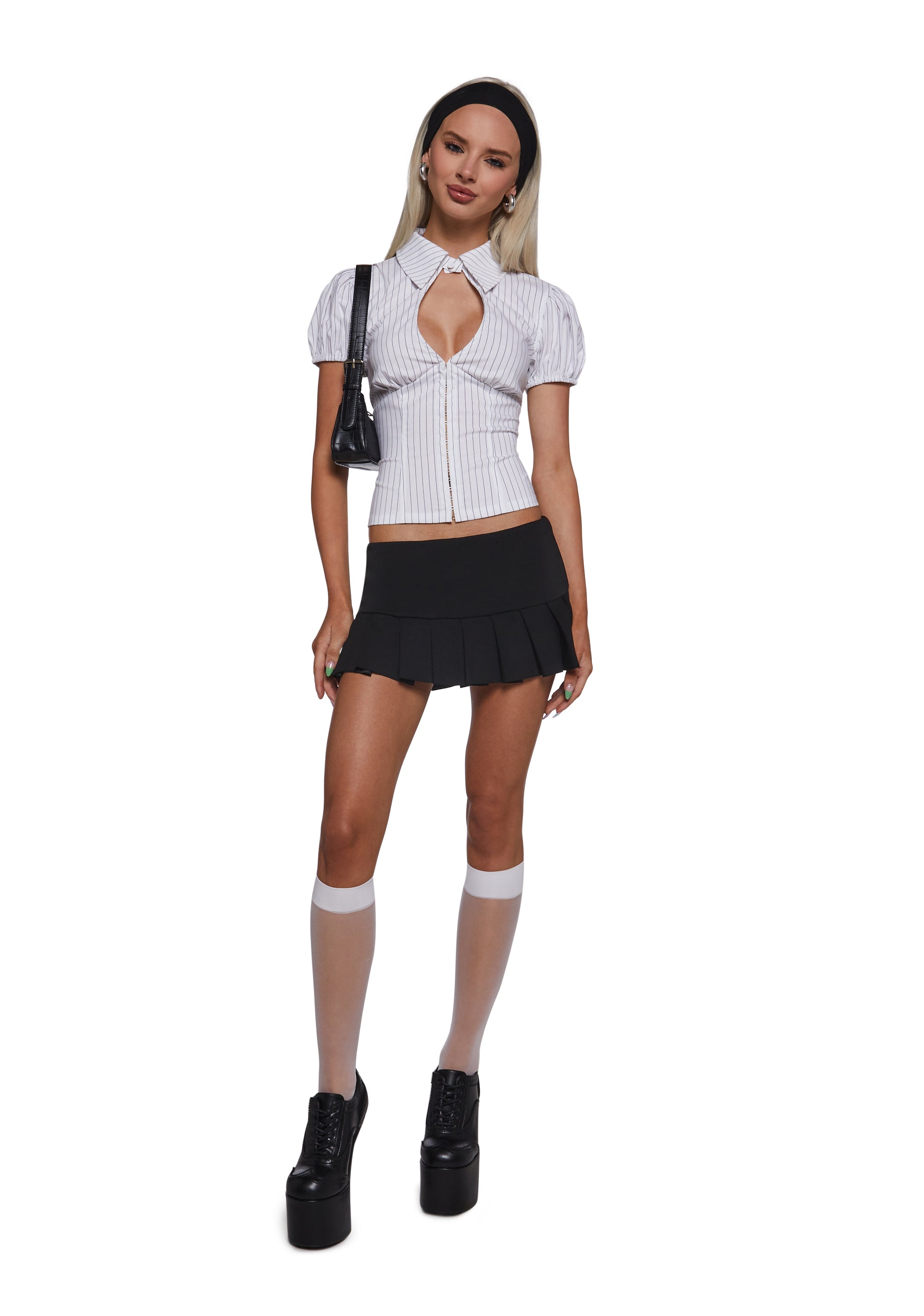Alternative view of Absolute Trend Poplin Blouse - Black/White