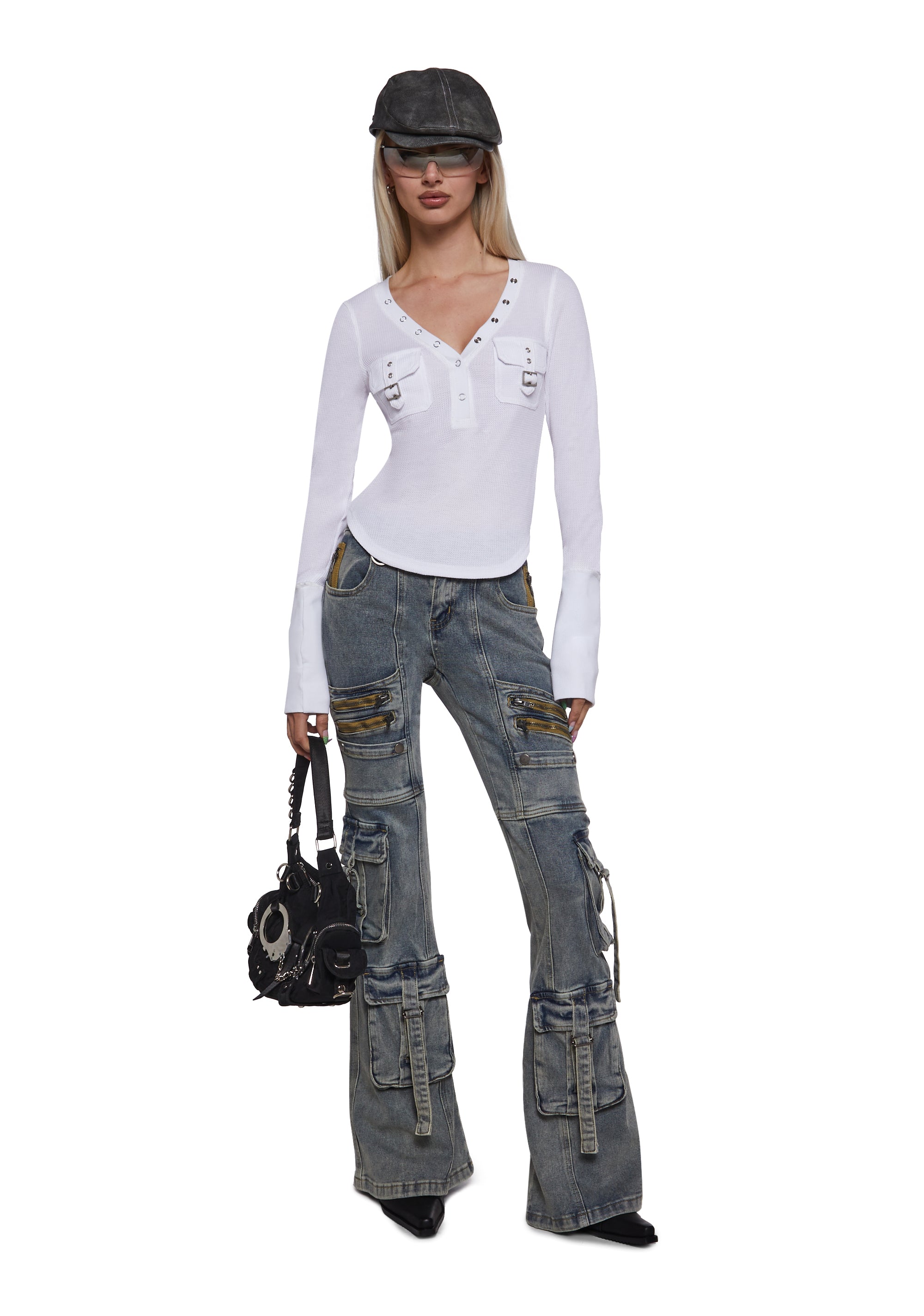 Alternative view of Brianna Long Sleeve Top - White