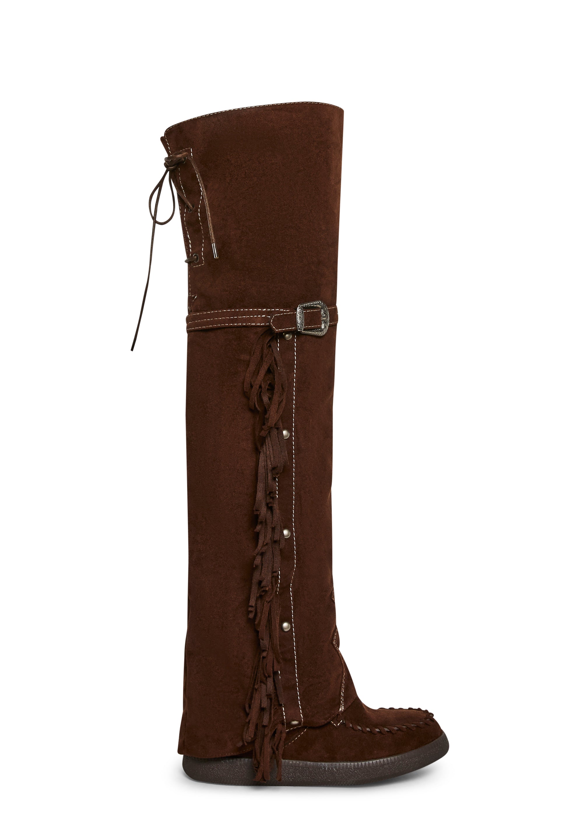 Fringe Thigh High Wedge Boot