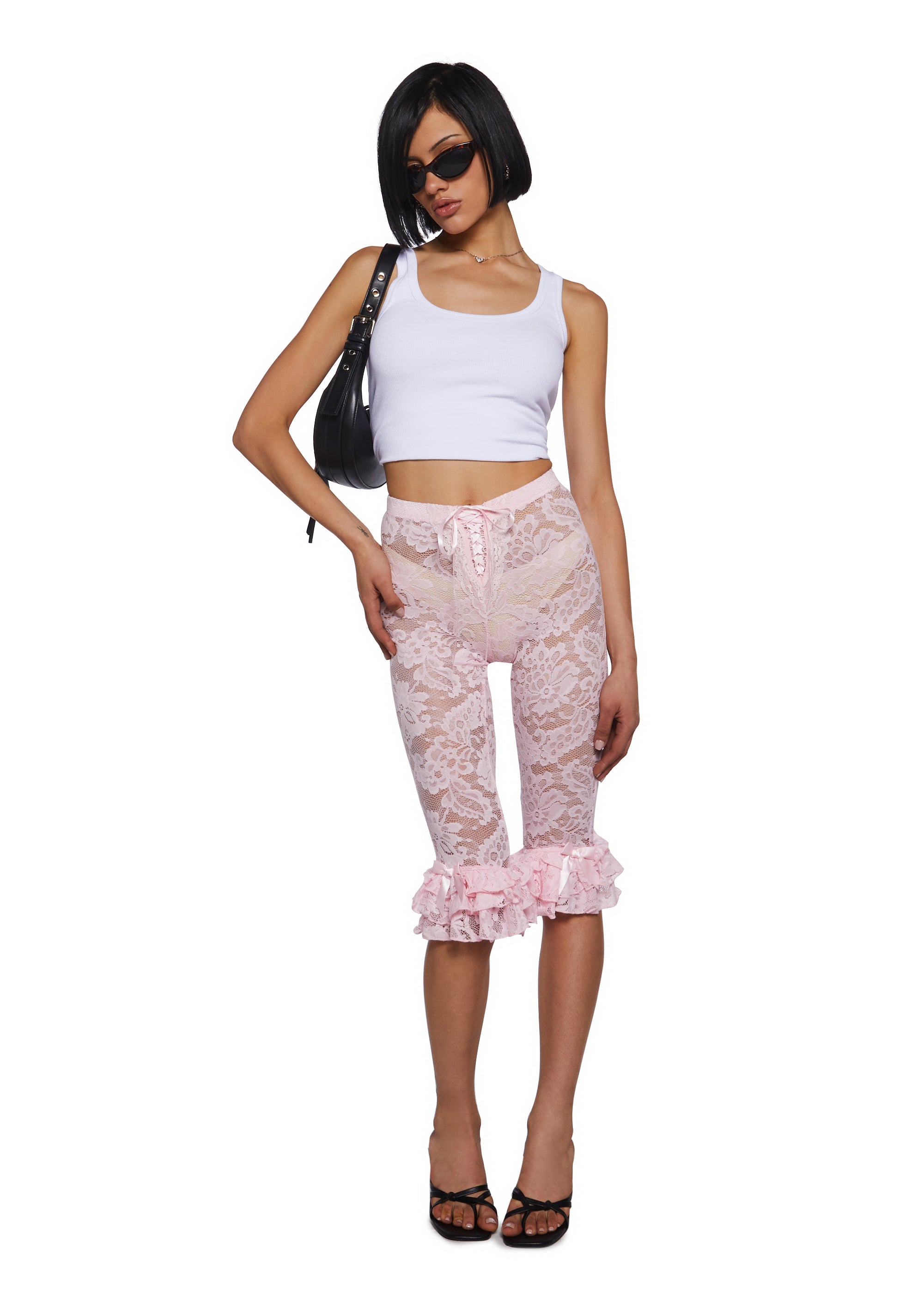 Alternative view of Daring Love Lace Capri Pants - Pink