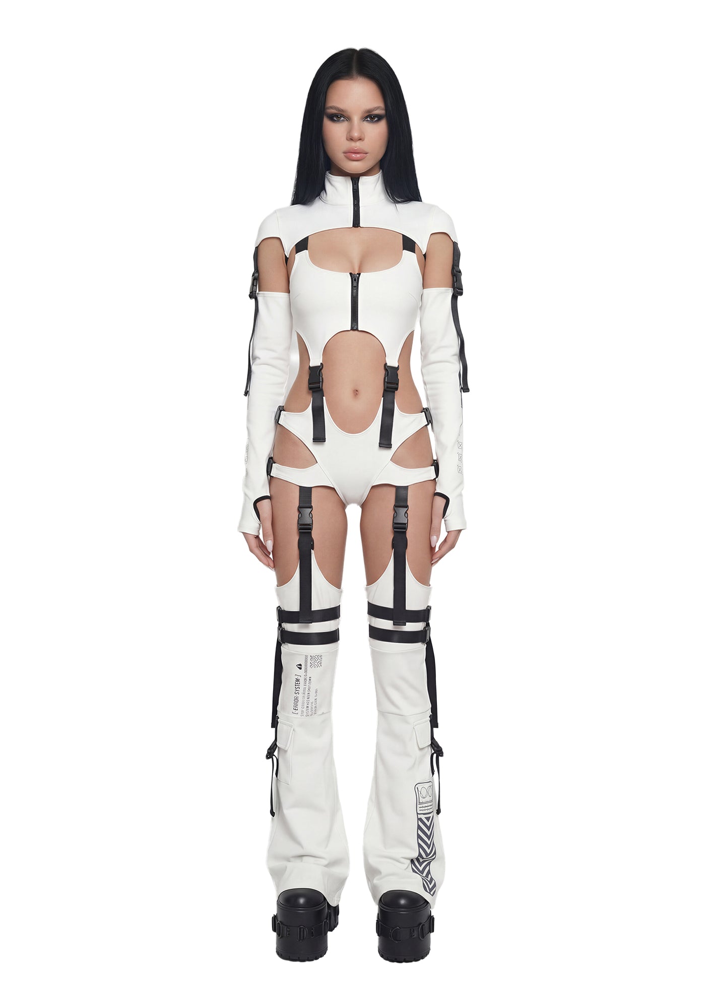 Digital Lands Bodysuit And Leg Warmers Set - White
