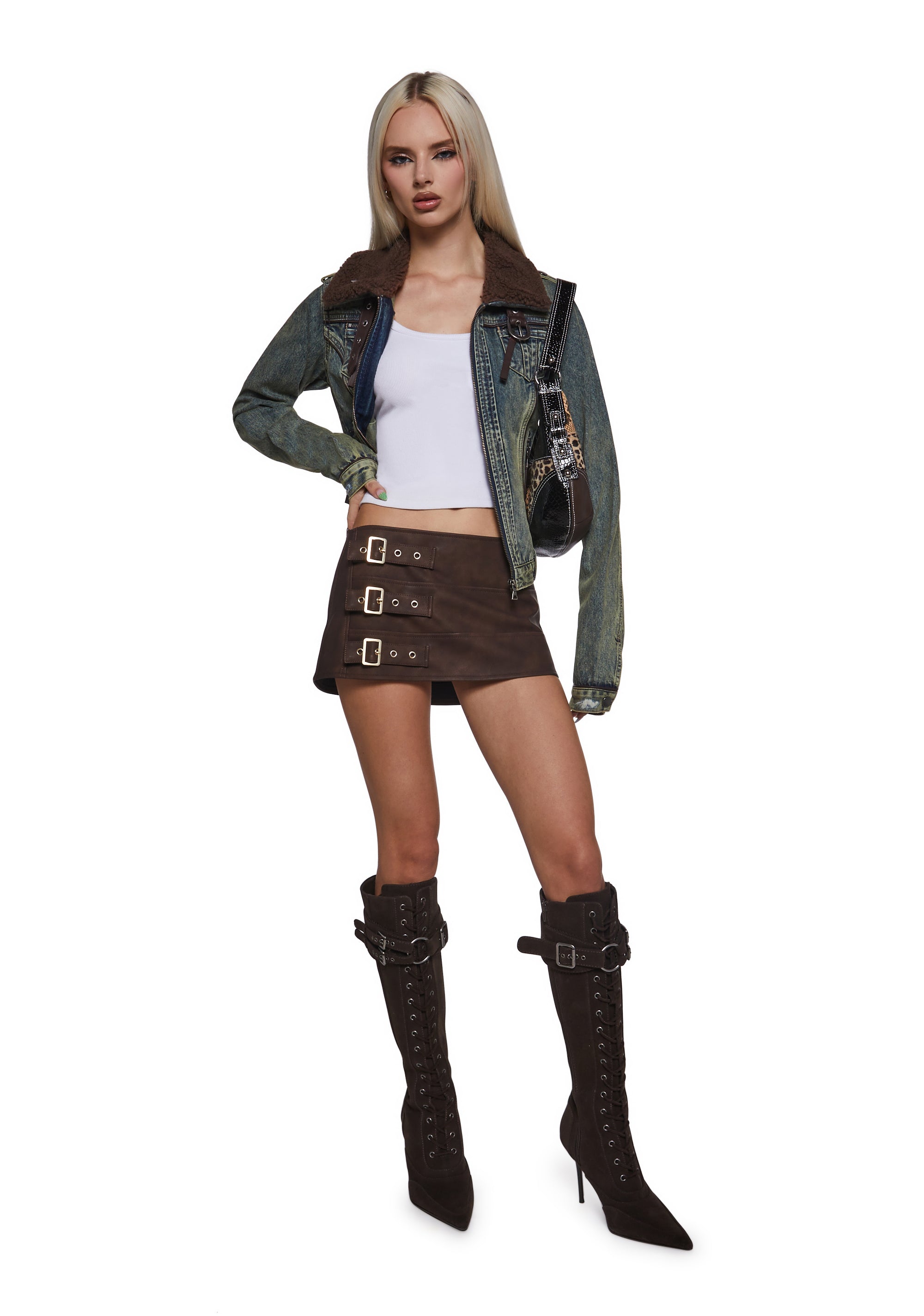 Alternative view of Sofie Belted Skirt - Brown