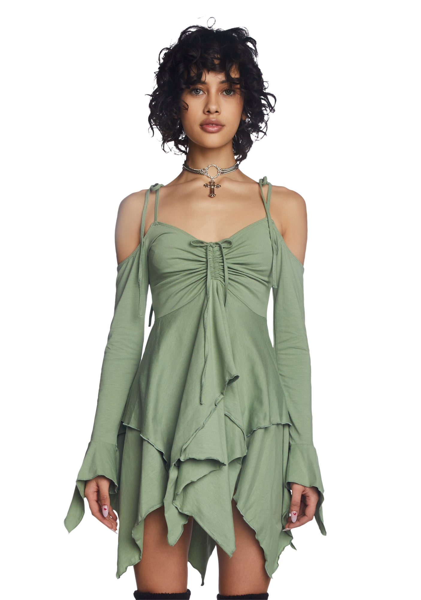 F Is For Fairies Handkerchief Dress - Sage