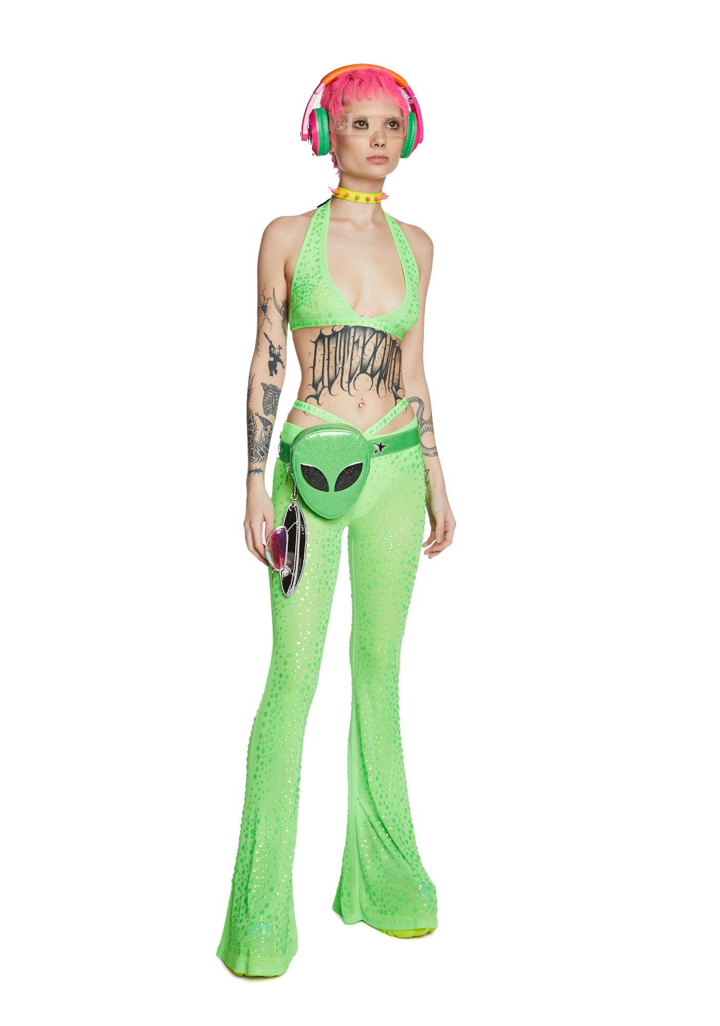 Alternative view of Stardust Showdown Bra Top - Neon Green