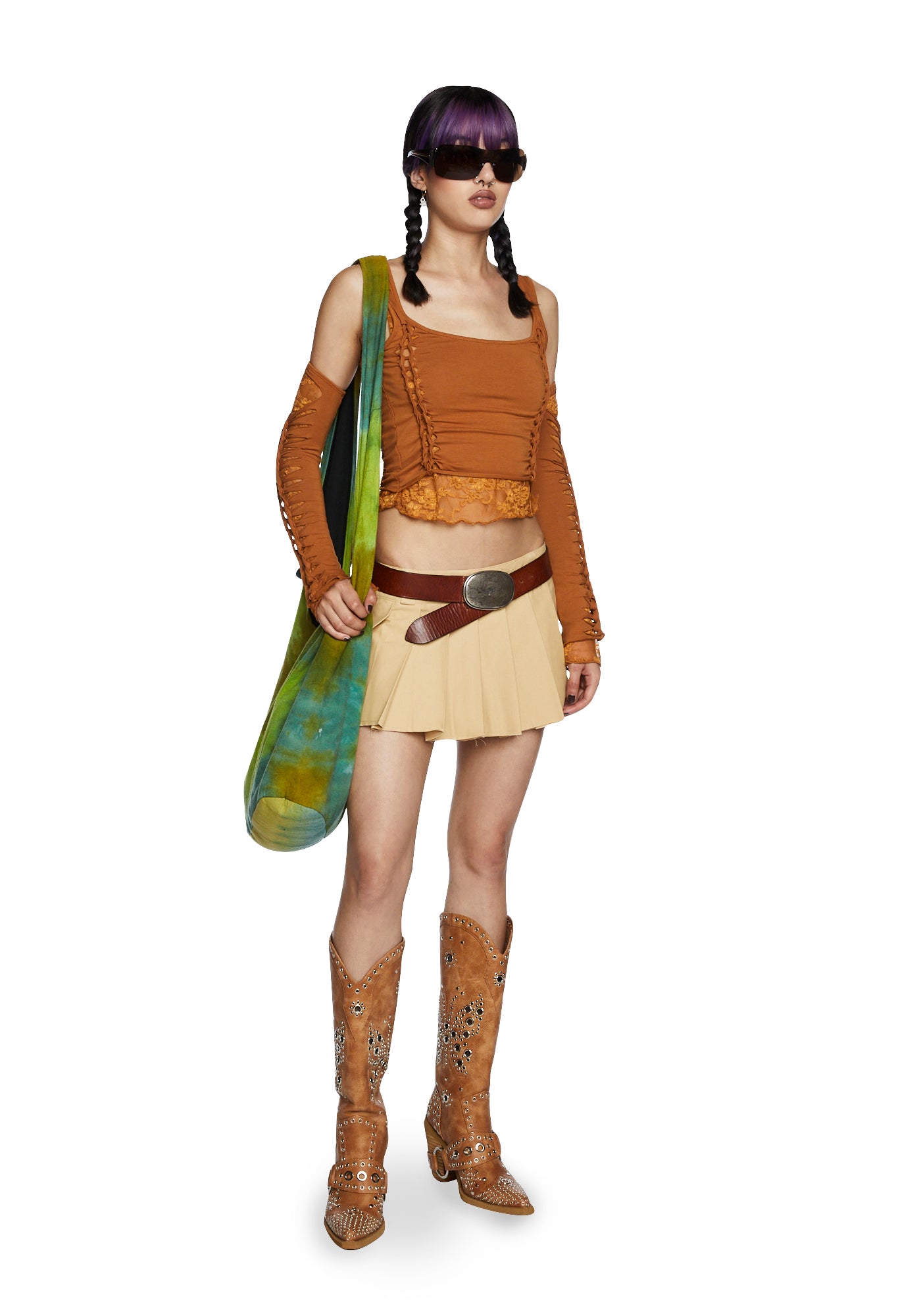 Alternative view of Alternative Spells Top And Gloves Set - Brown