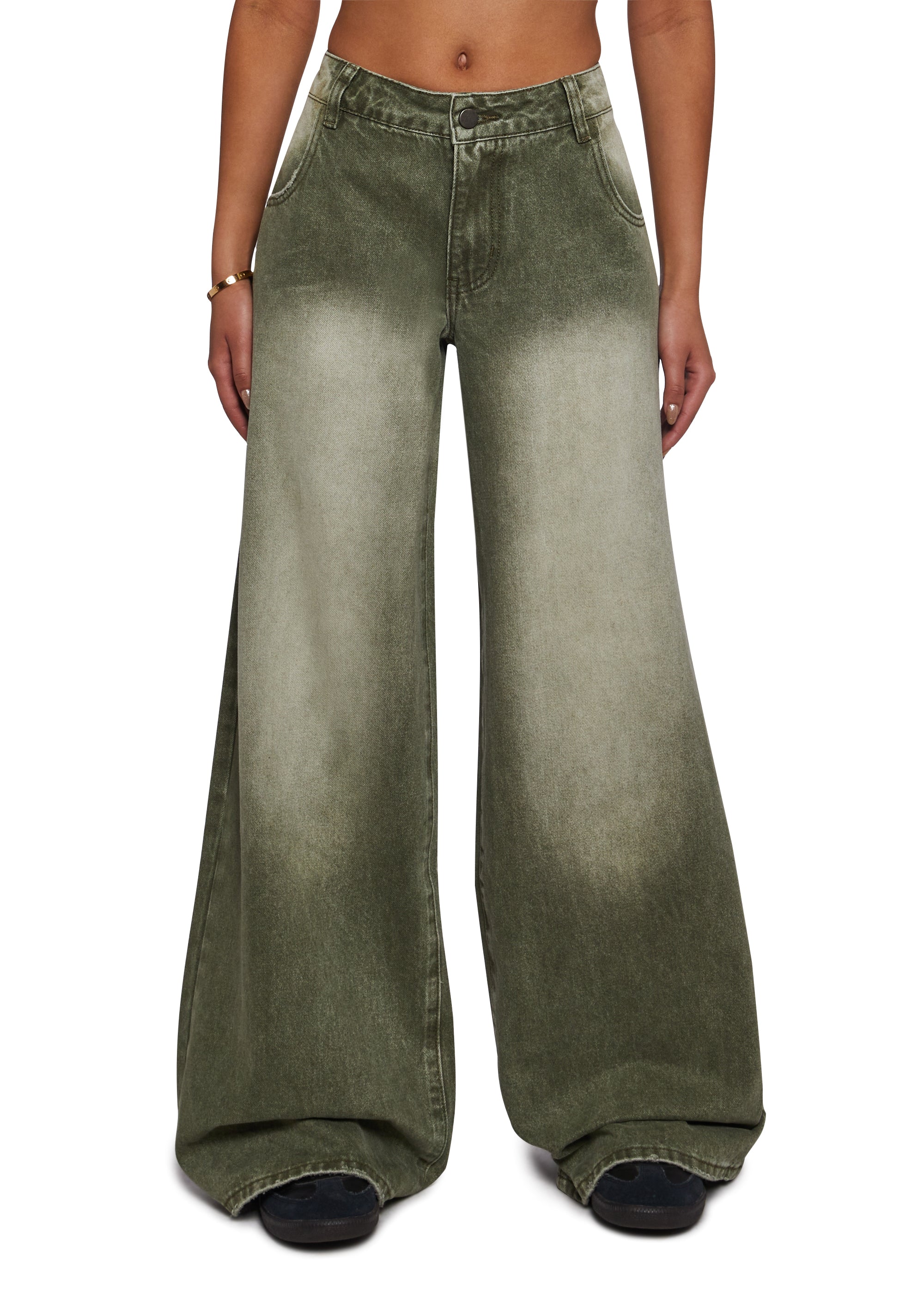 Sinful Attitude Wide Leg Jeans - Green