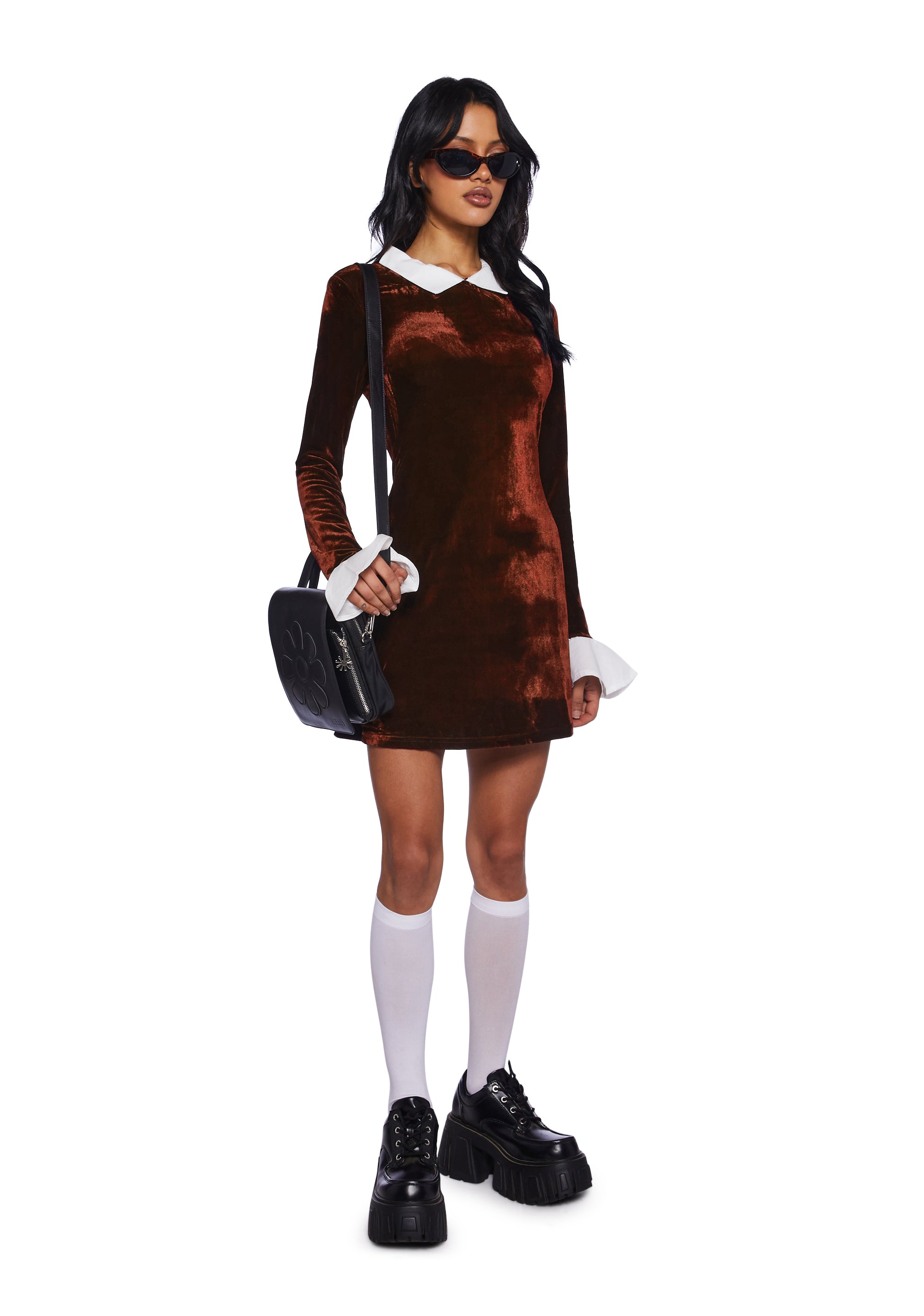 Alternative view of Macchiato Sessions Velvet Dress - Brown