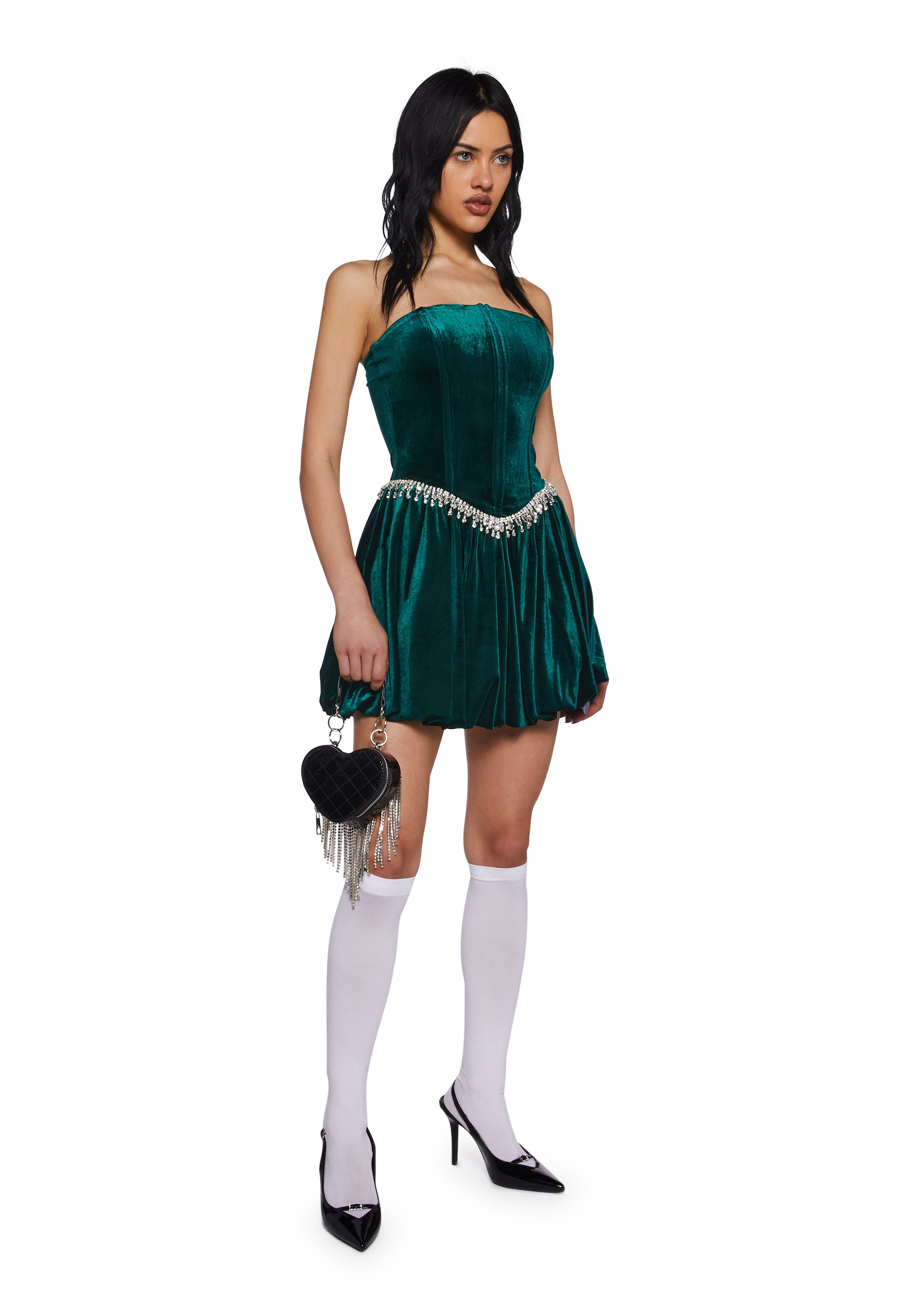 Alternative view of Tinsel Event Velvet Dress - Green