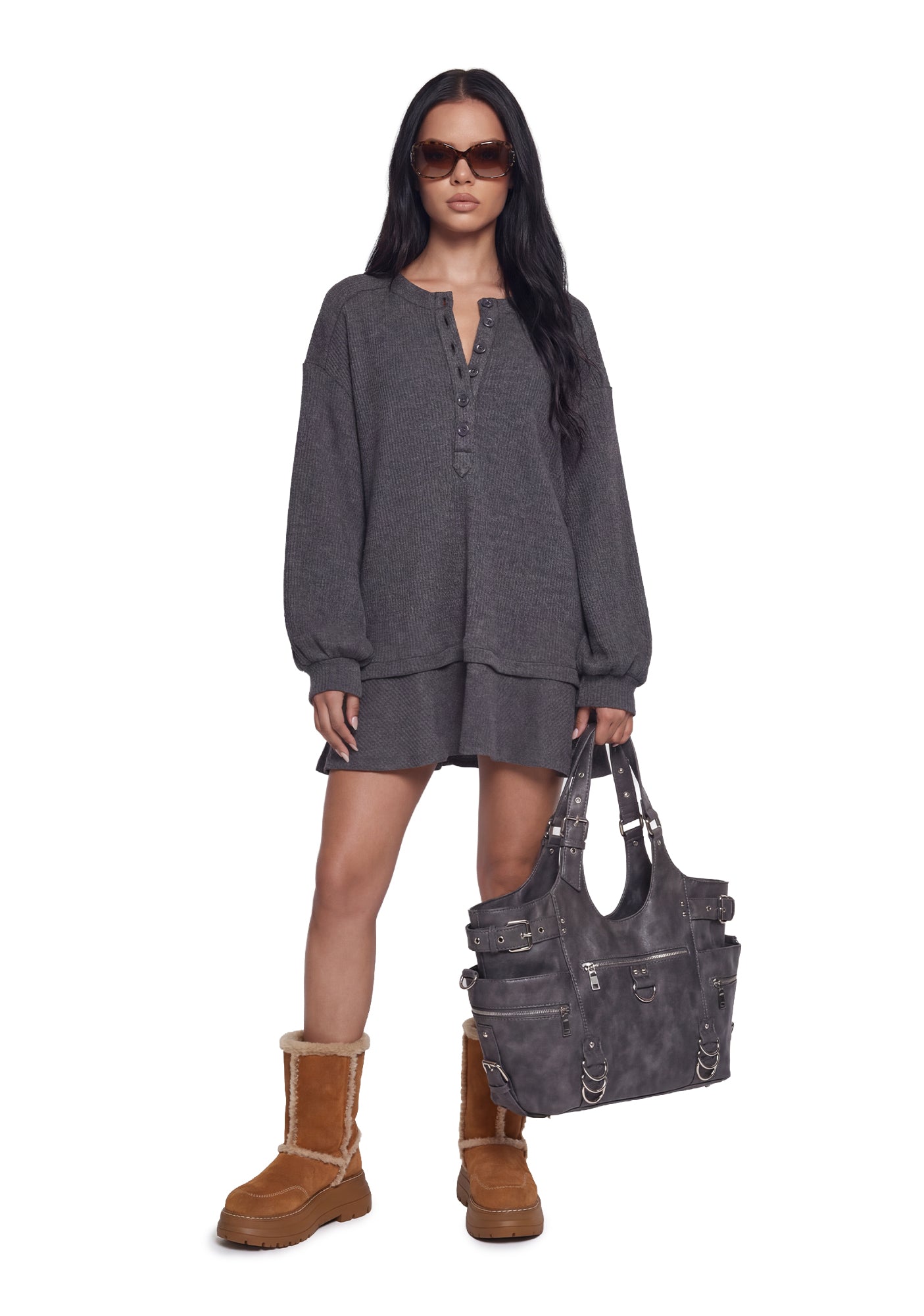 Alternative view of First Glances Trapeze Dress - Gray