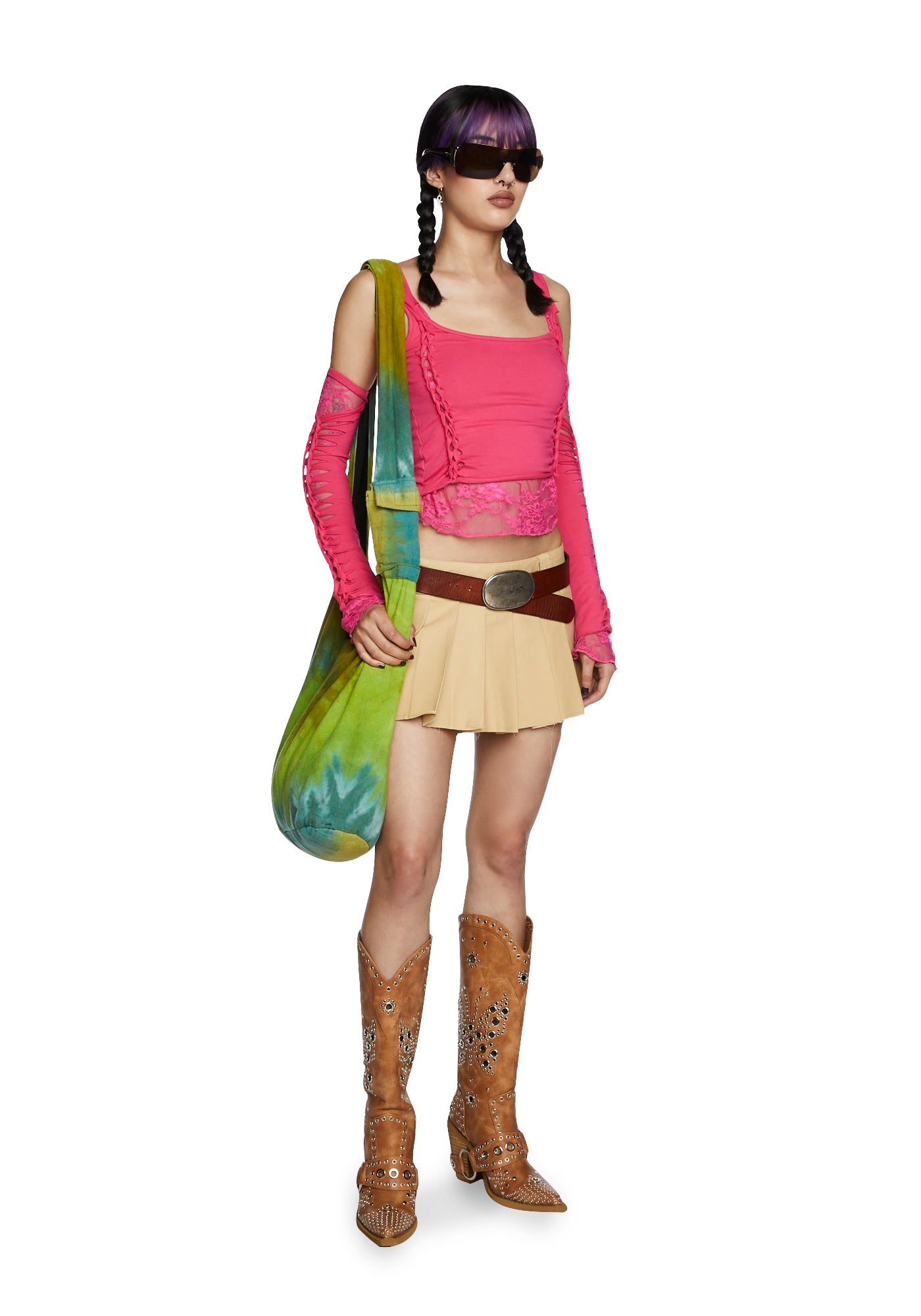 Alternative view of Alternative Spells Top And Gloves Set - Hot Pink