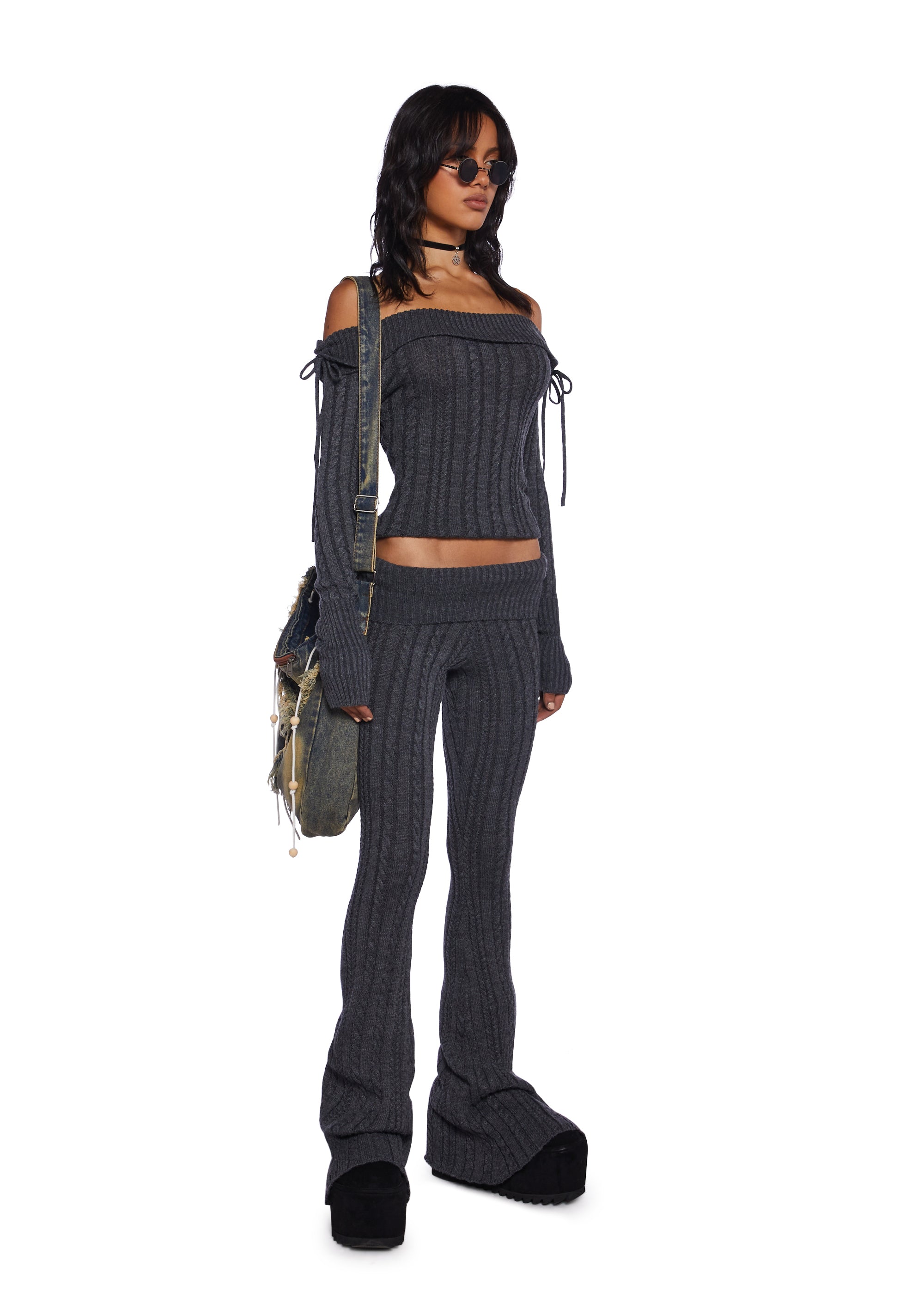 Alternative view of Deep Thoughts Flare Pants - Gray