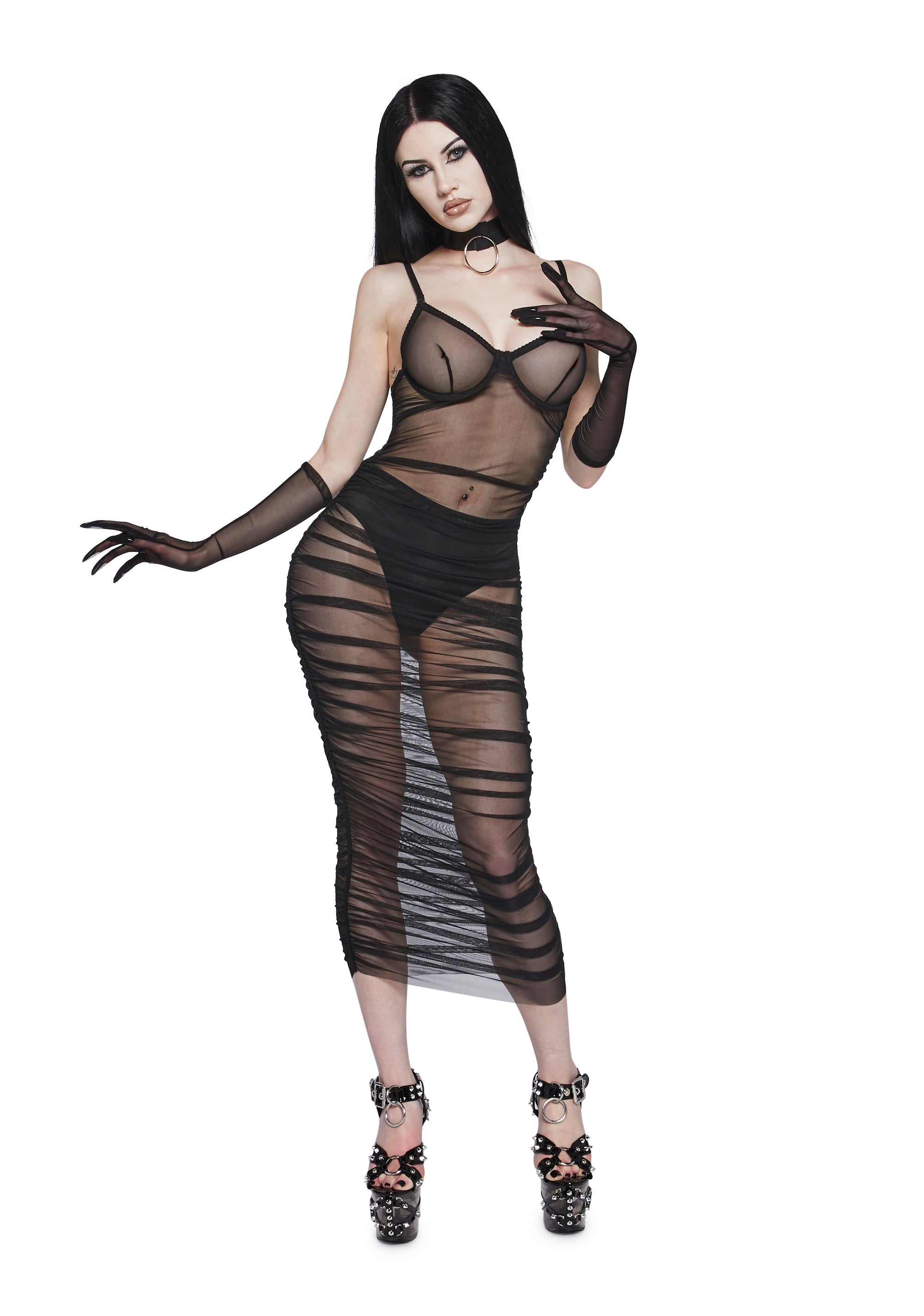 Alternative view of Ruin The Friendship Mesh Dress And Gloves Set