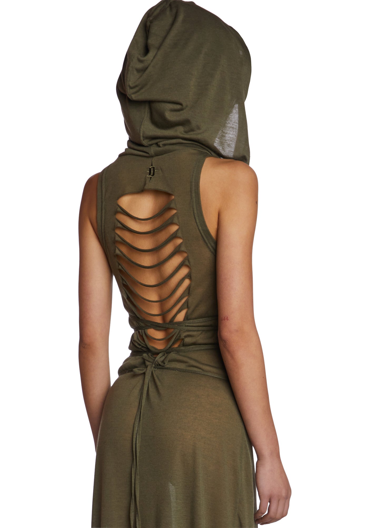 Alternative view of Echo Hooded Slit Maxi Dress - Green
